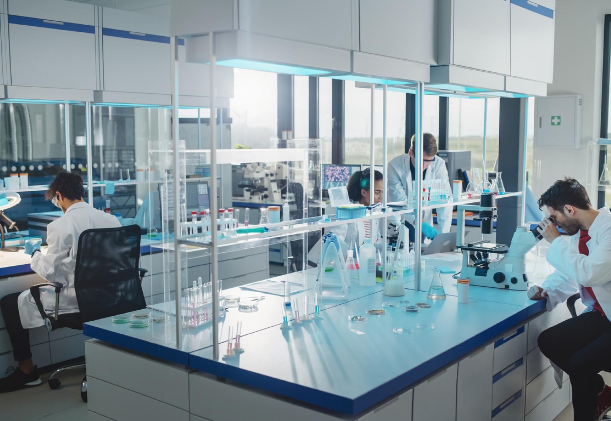 A team of scientists conduct research