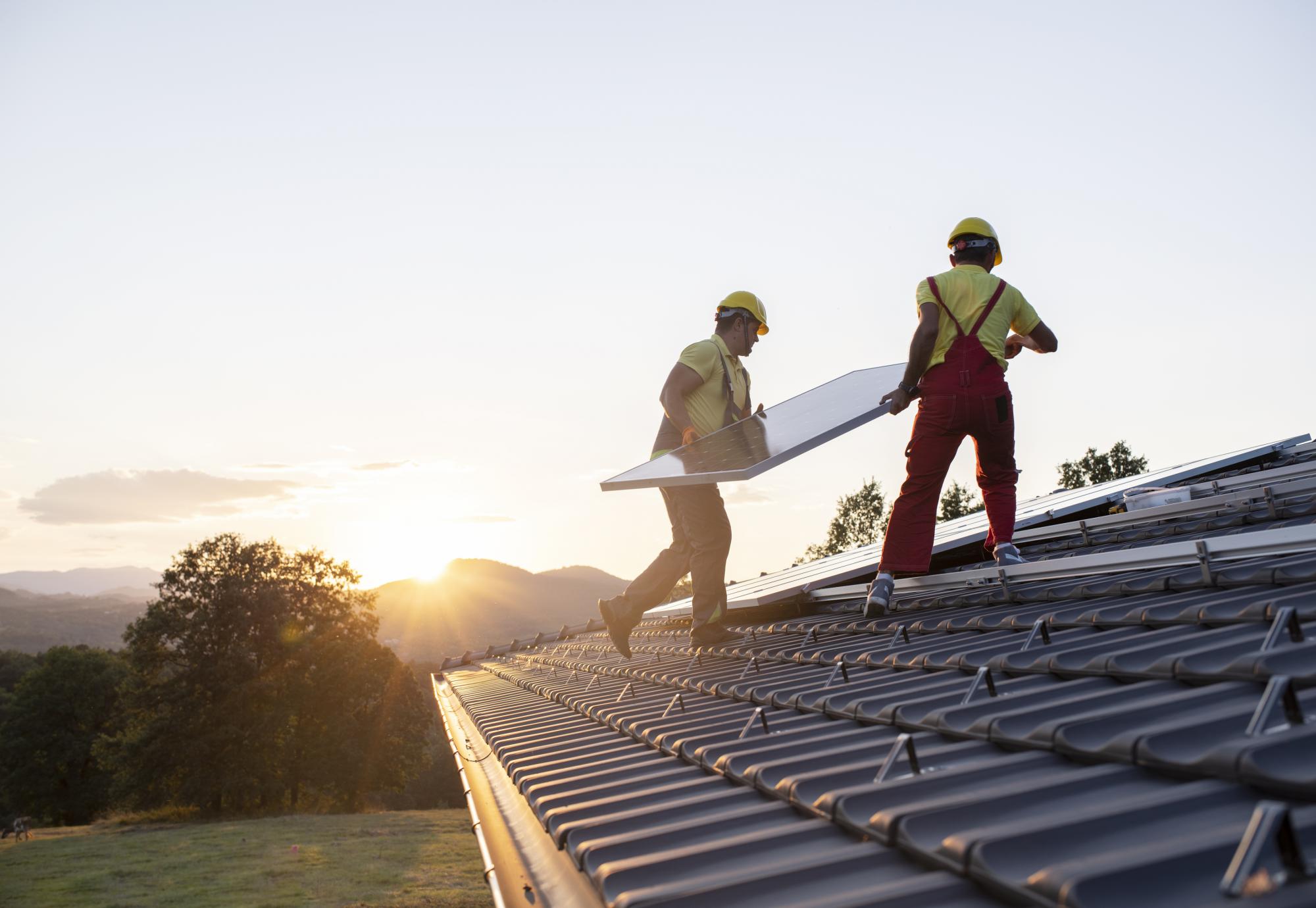 Shot of workers building a house
