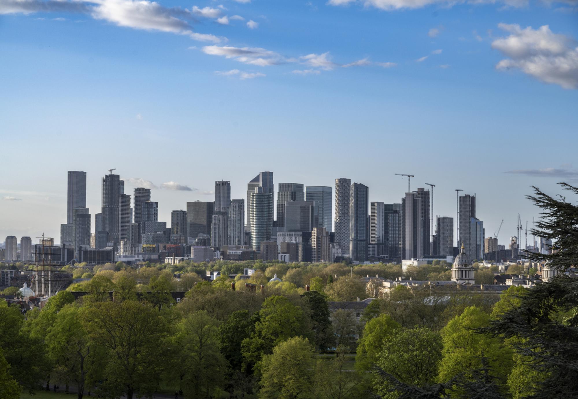 View of Canary Wharf from Greenwich Park