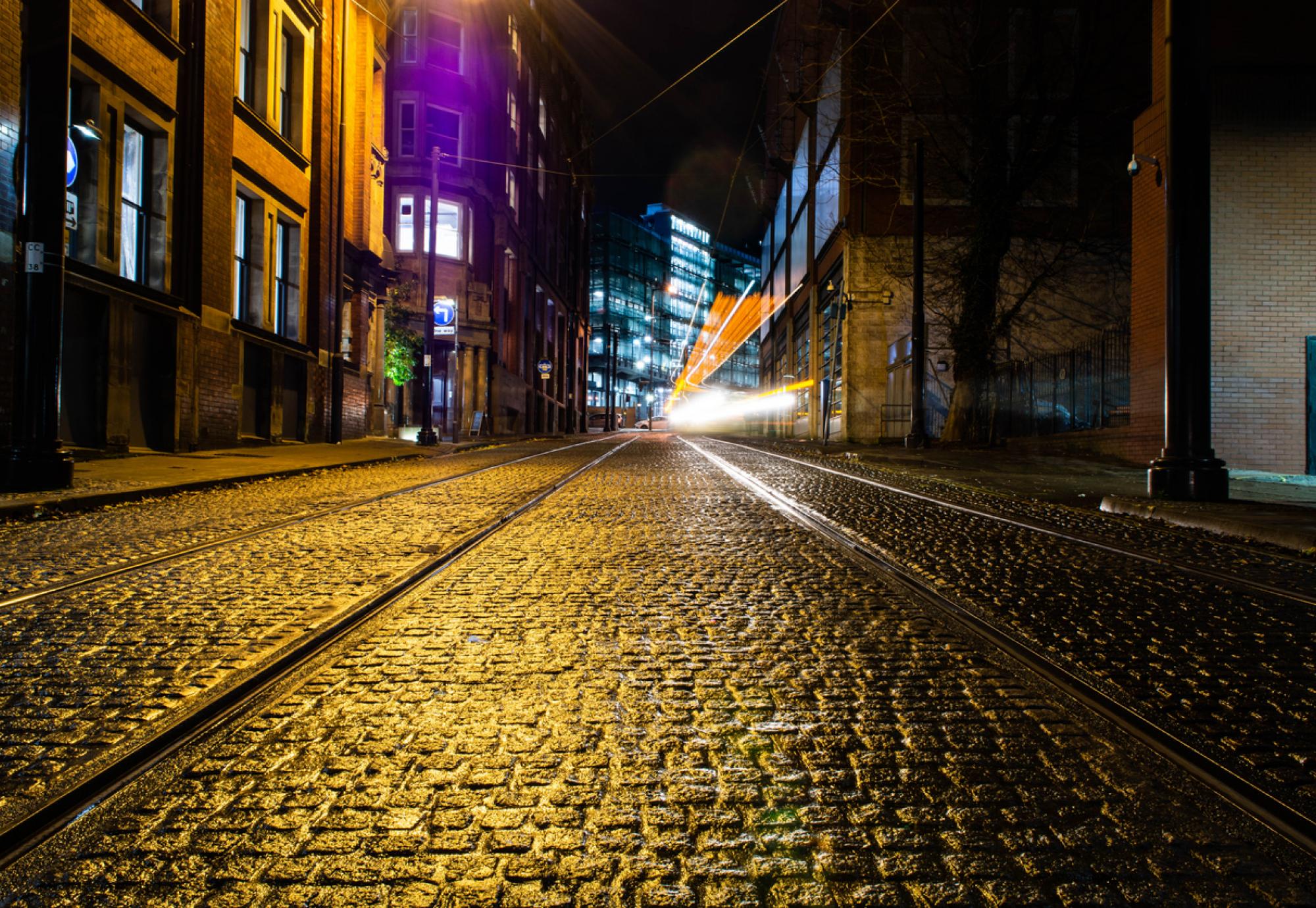 Street in Manchester at night