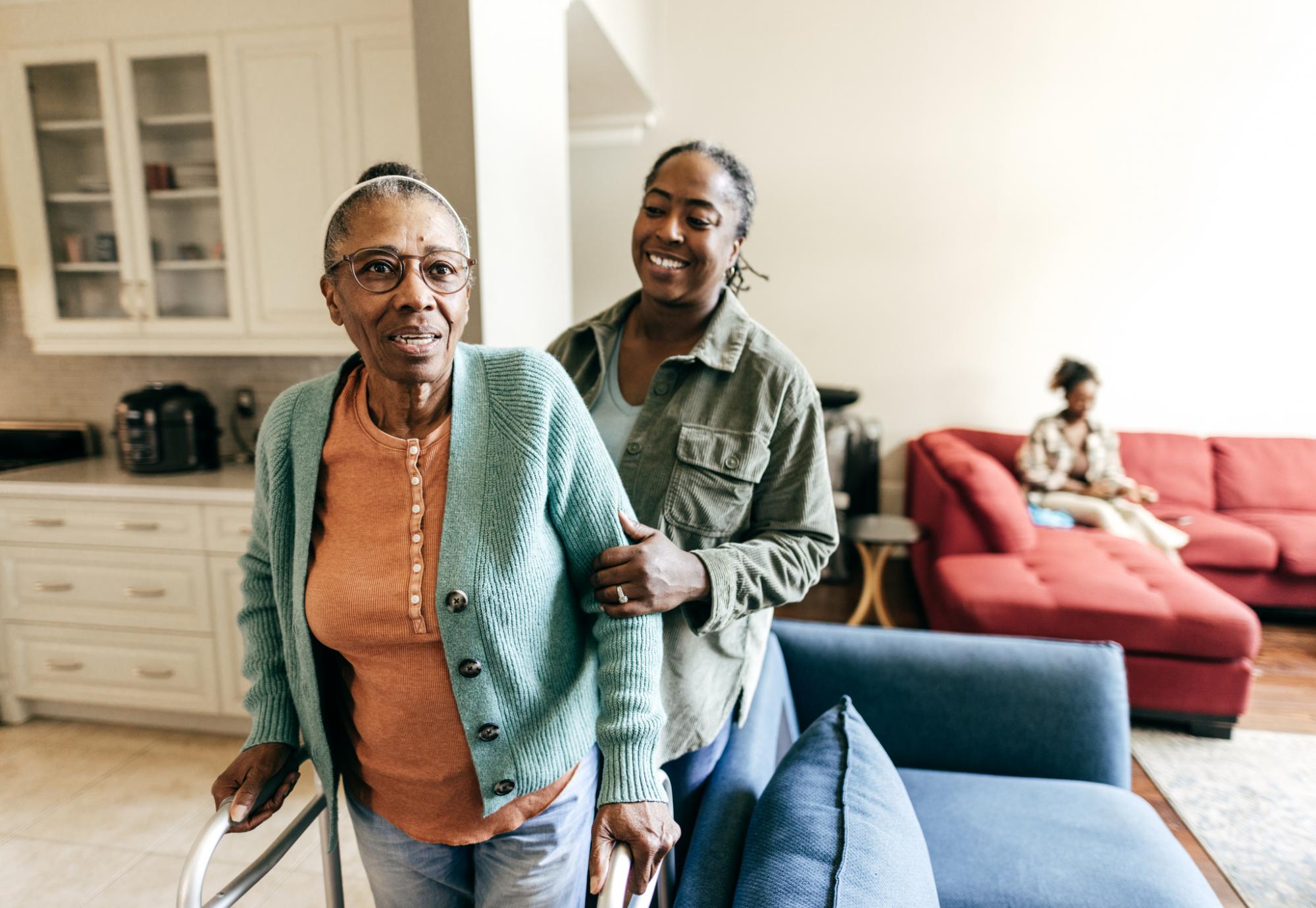 Woman taking care of aging parent
