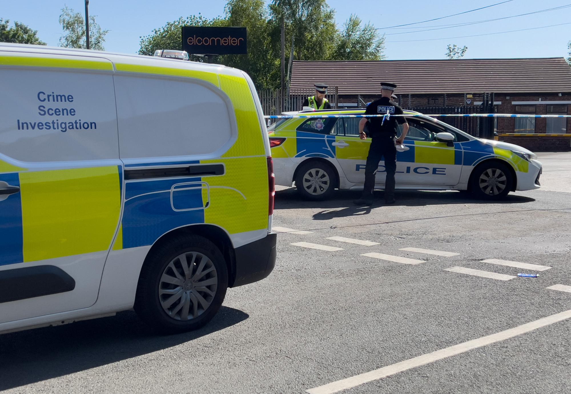 Crime scene after stabbing in UK