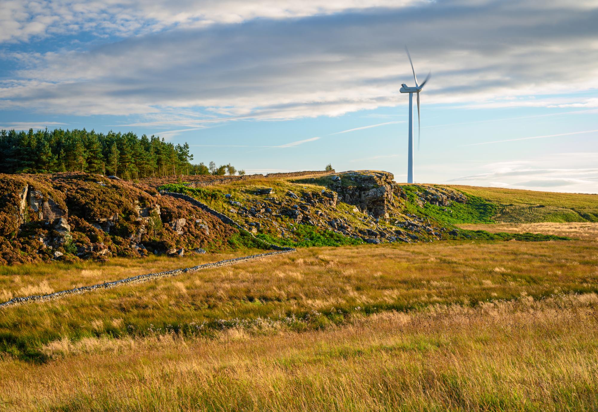 An onshore wind farm in Northumbria, England