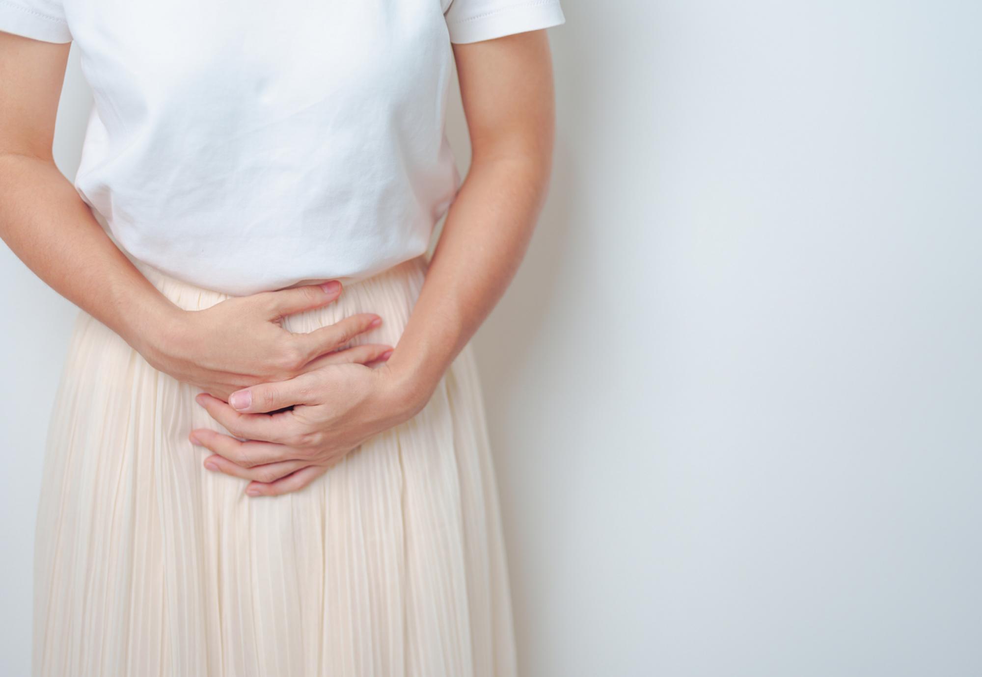 Woman suffering with endometriosis