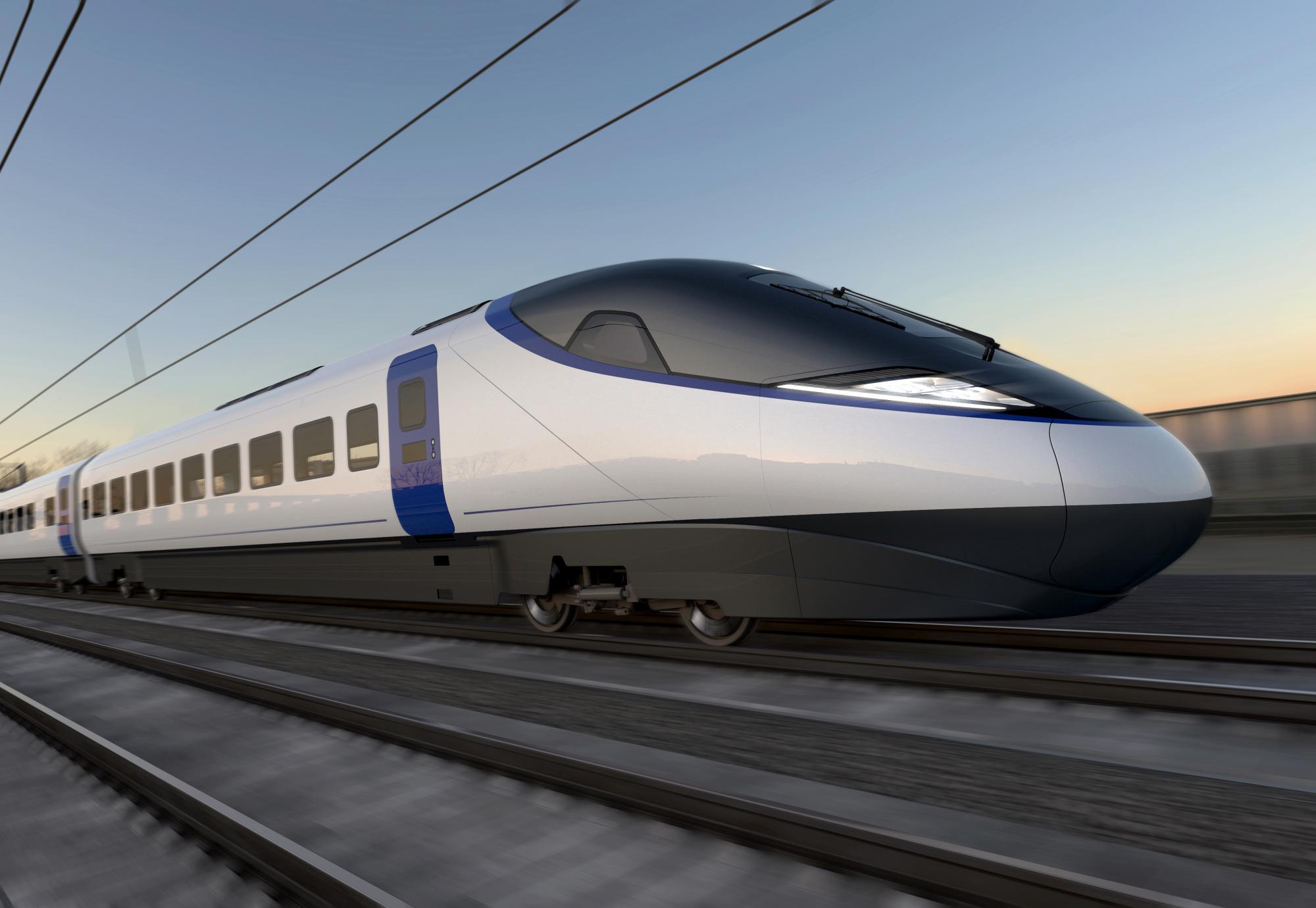 Artists impression of a HS2 train from the side