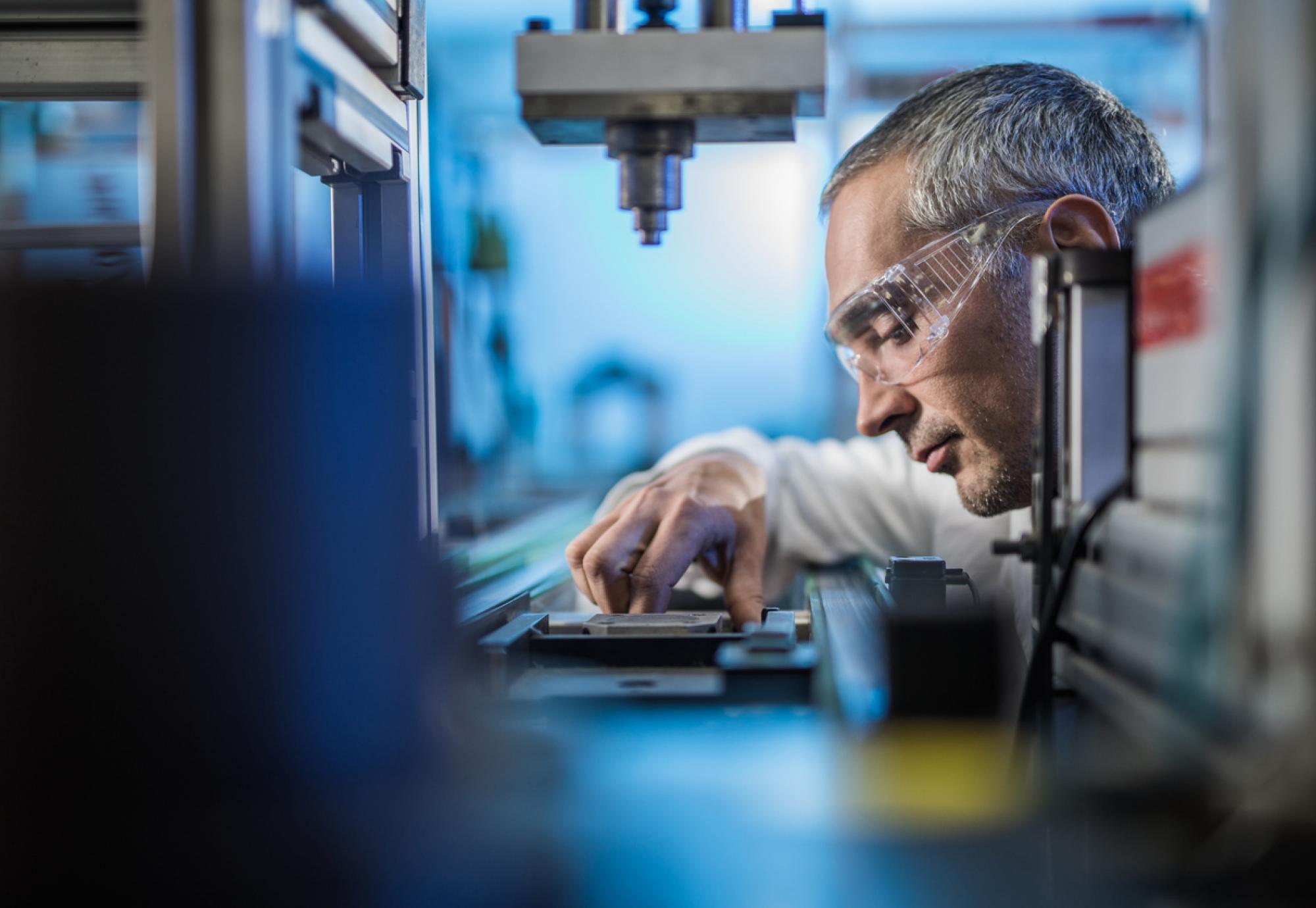 Male working on technology innovation
