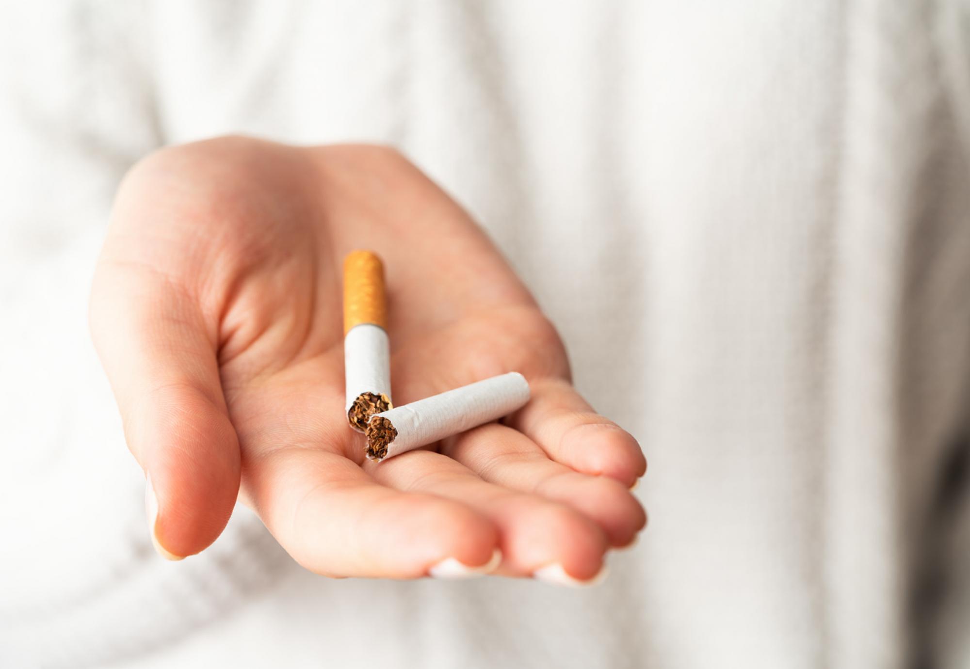 Woman quitting smoking