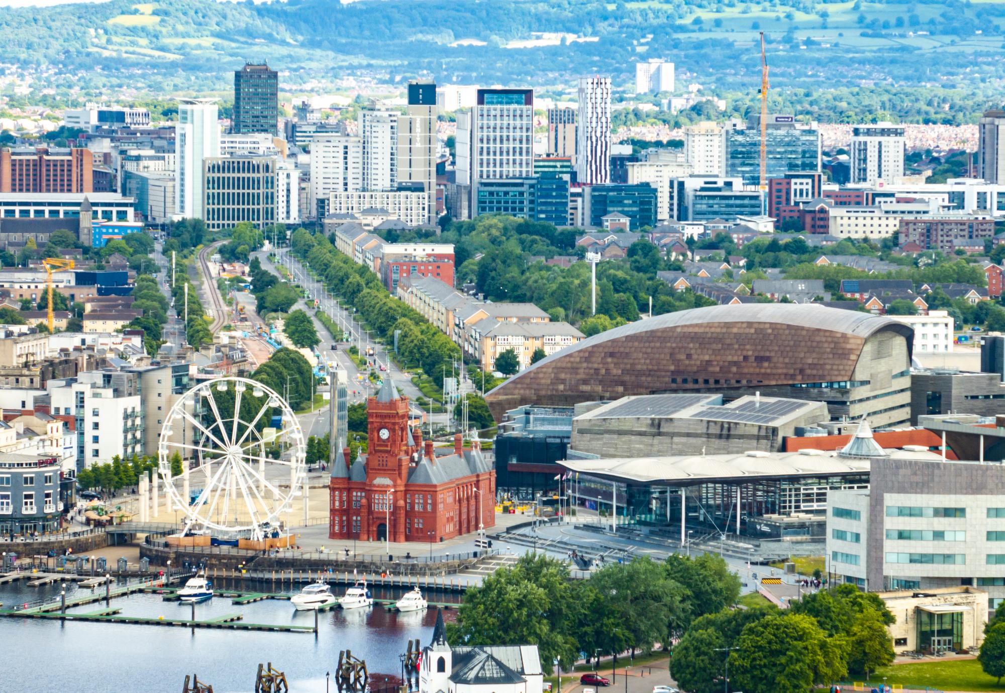 Aerial view of Cardiff Bay