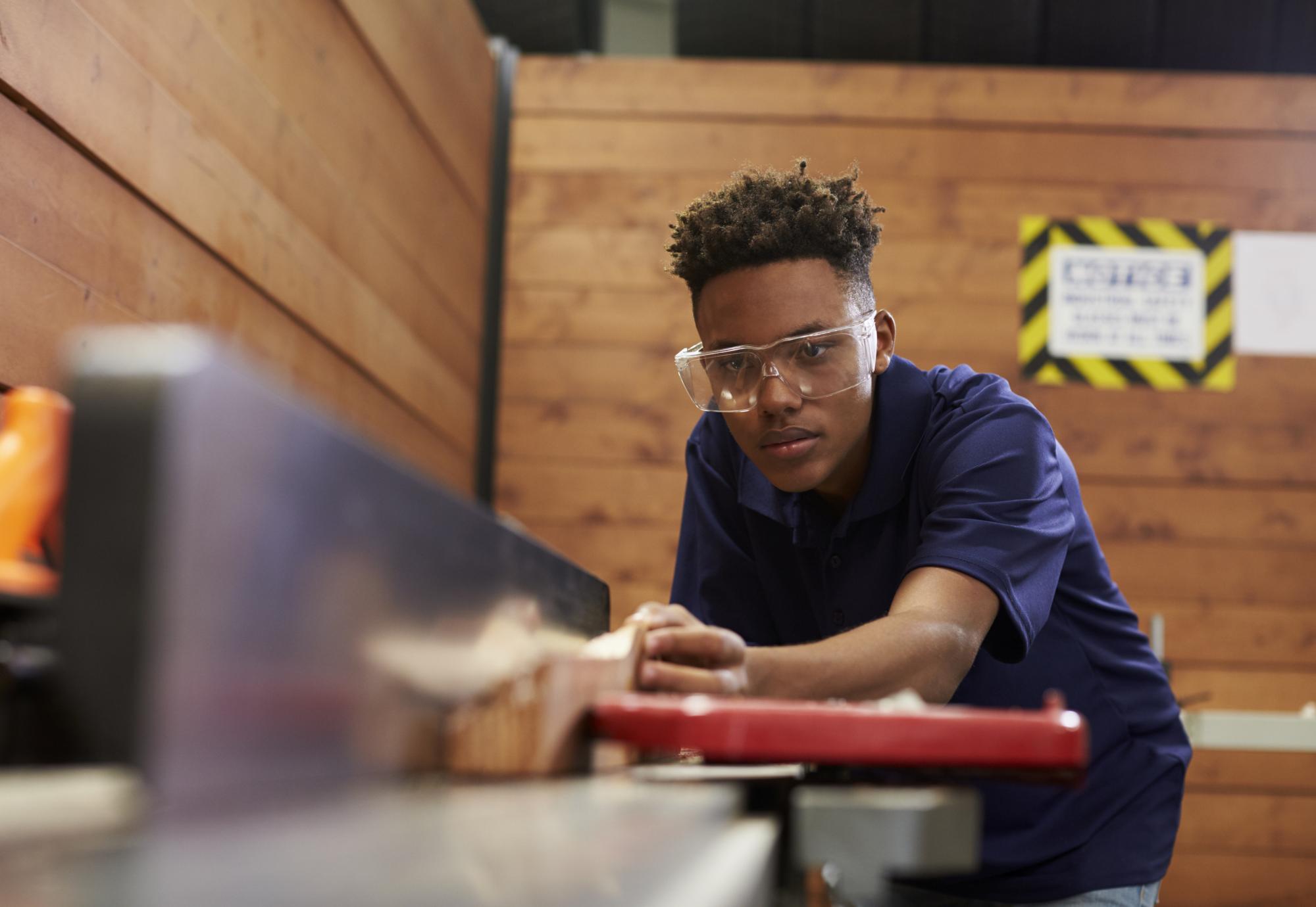 Young man developing skills