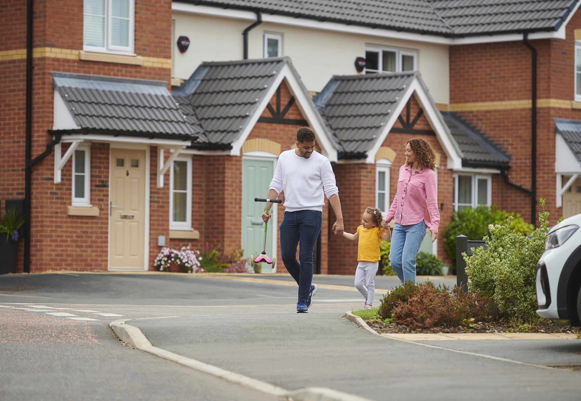 family walking through an estate