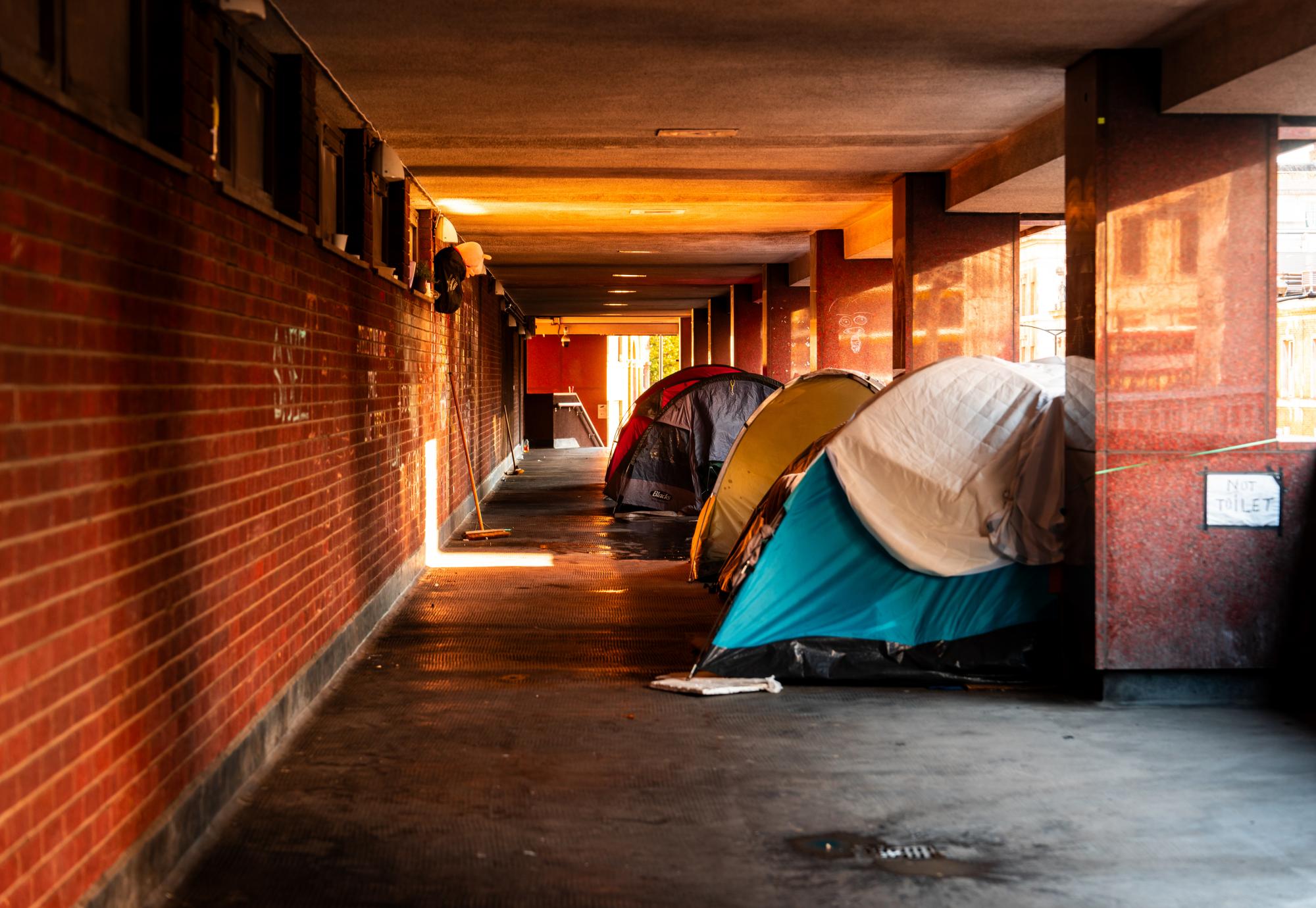 Homeless tents in central london