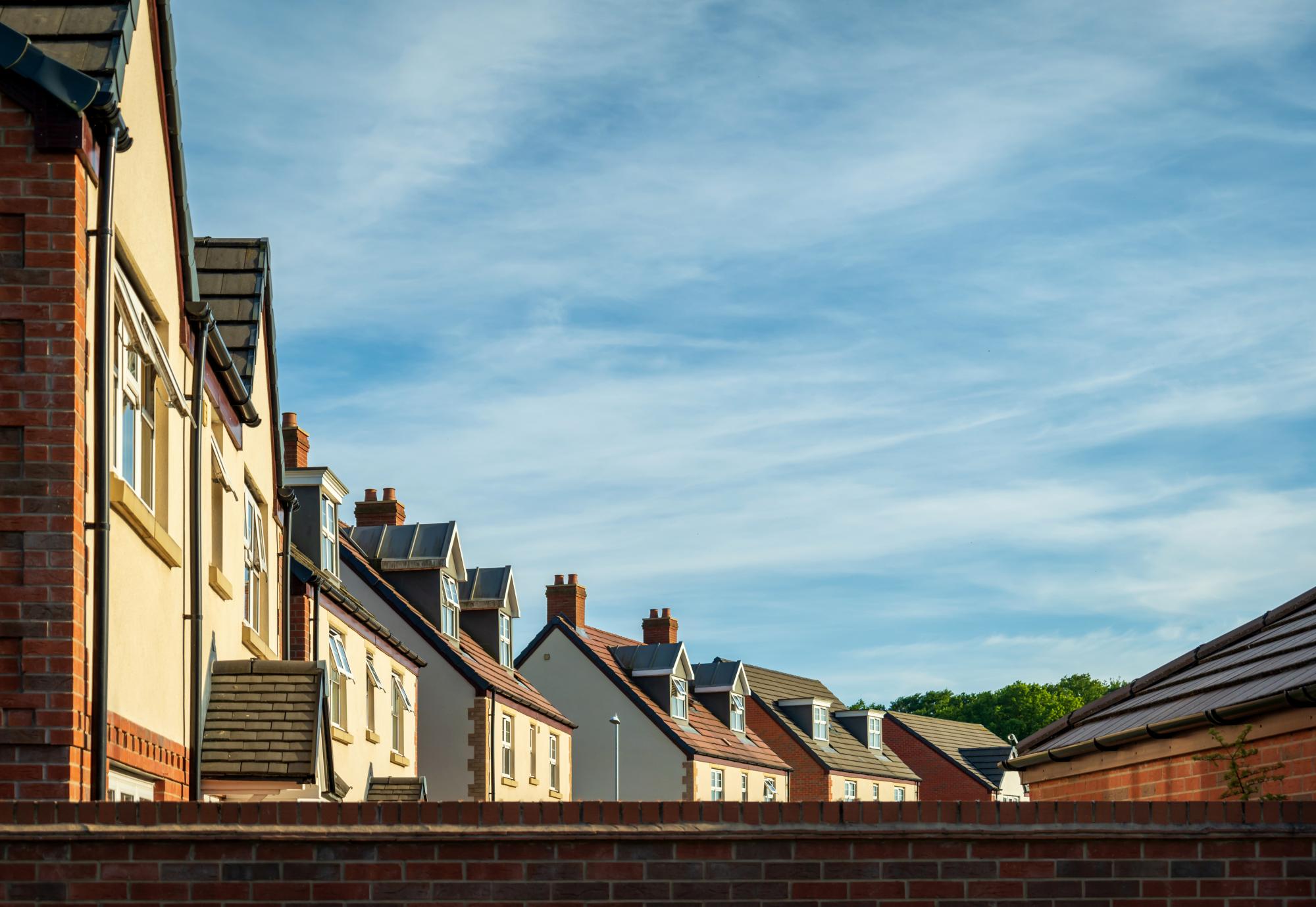 Row of new build houses in England