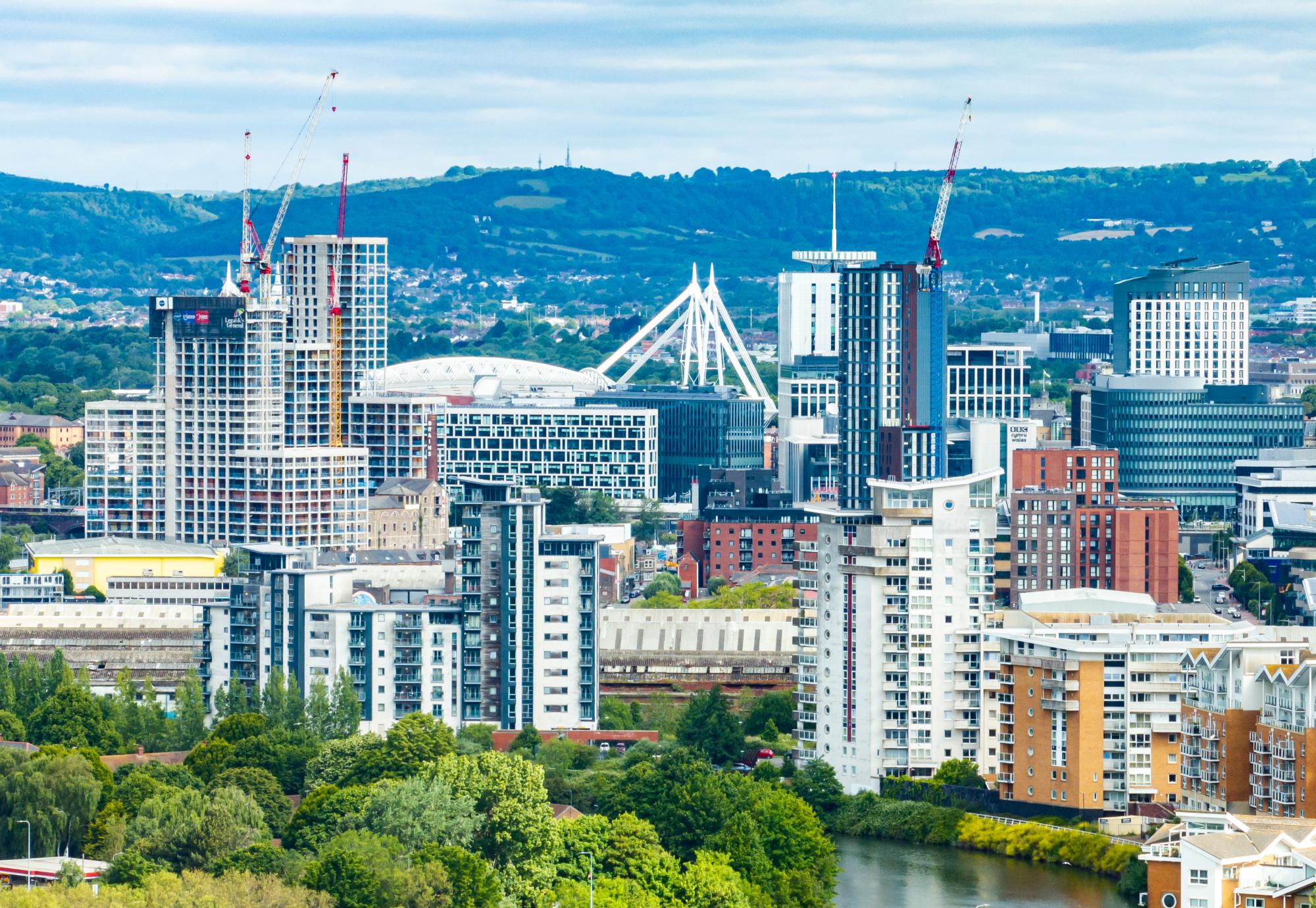 Aerial shot of Cardiff
