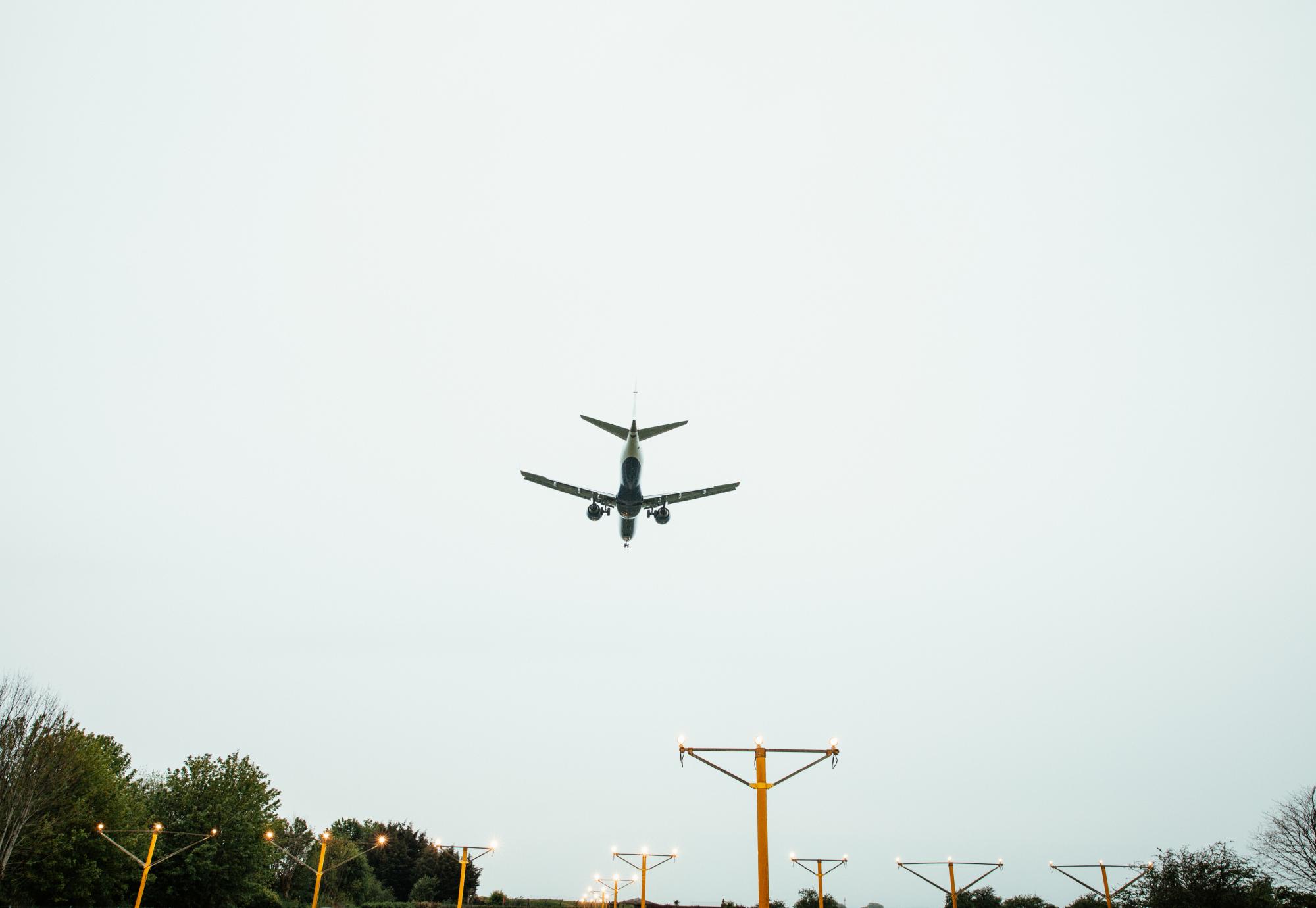 Plane landing at Glasgow Airport