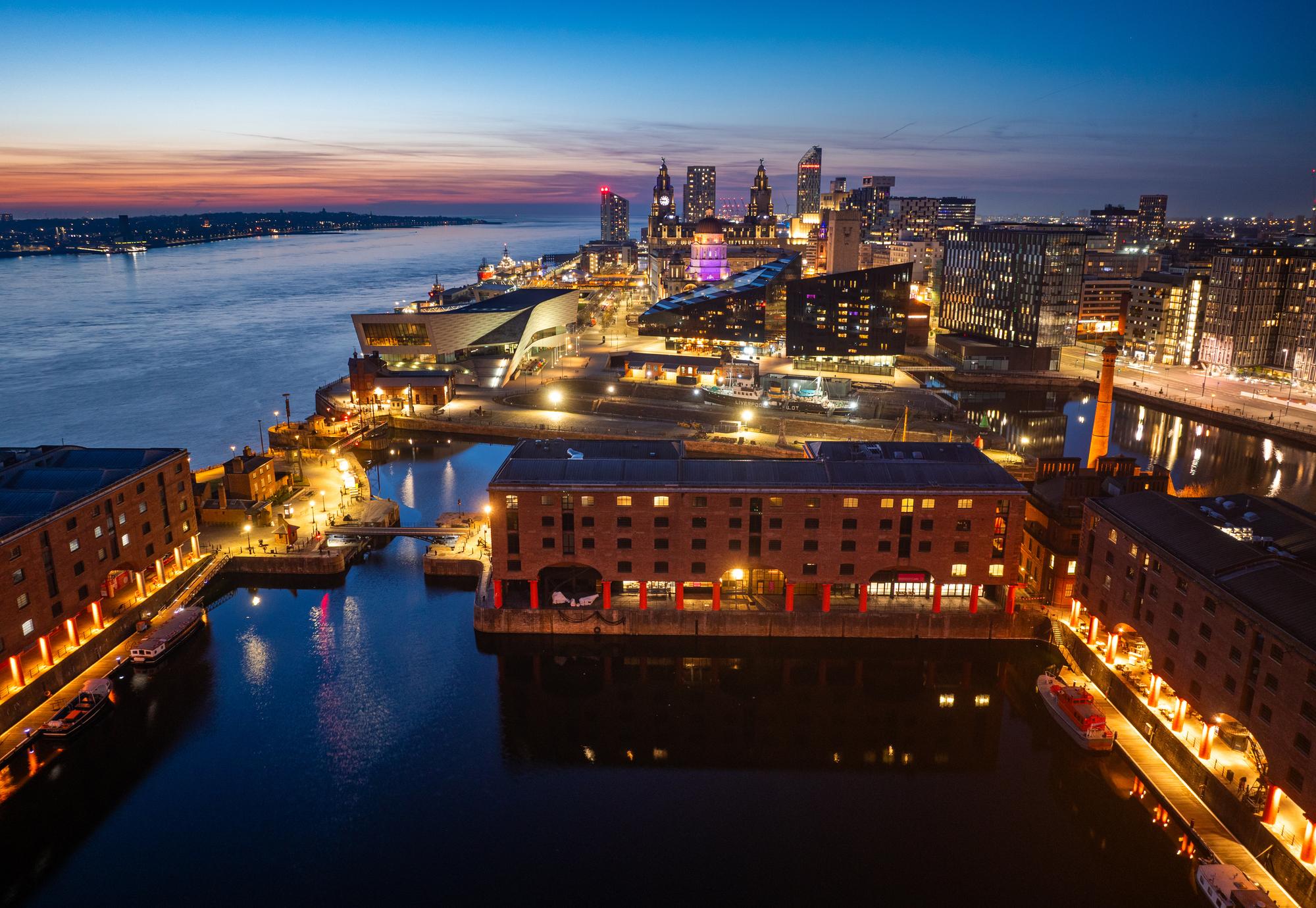 Liverpool skyline at night