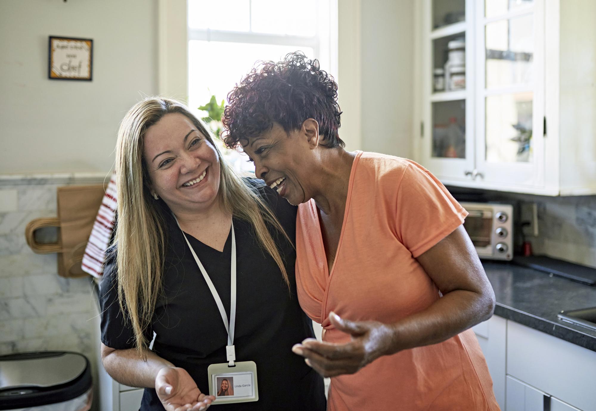 Senior woman with her caregiver