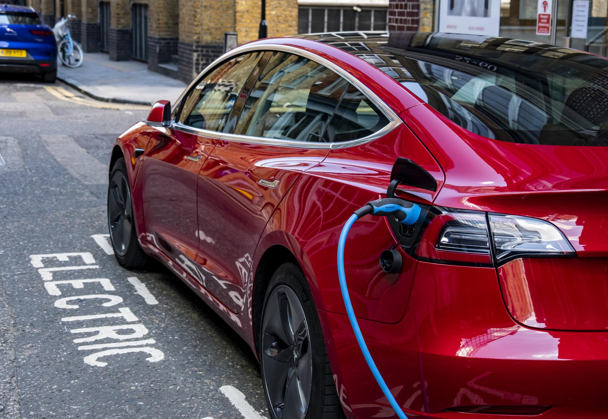 EV parked on the street in the UK