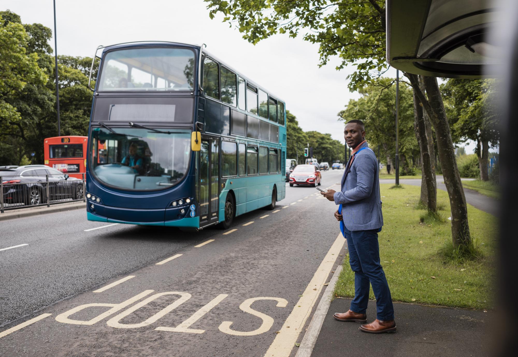 Man waiting for a bus