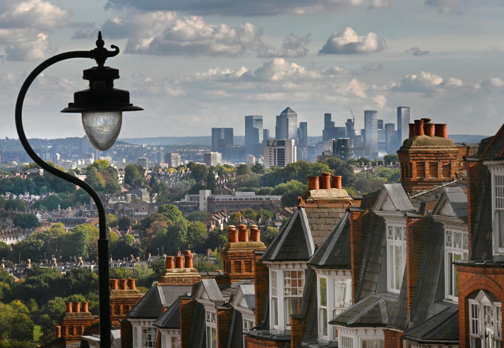 View of London city from suburbs