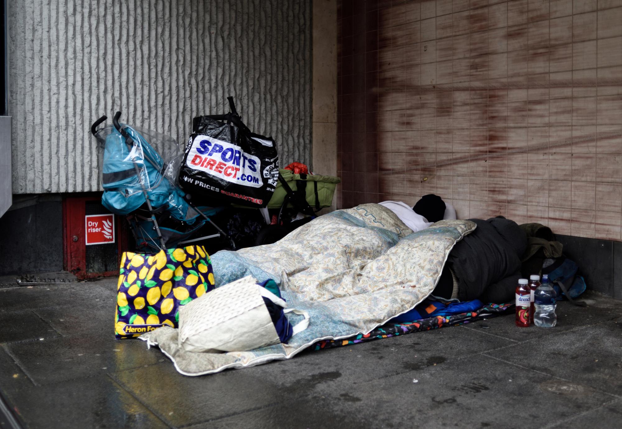 Homeless people sleeping rough