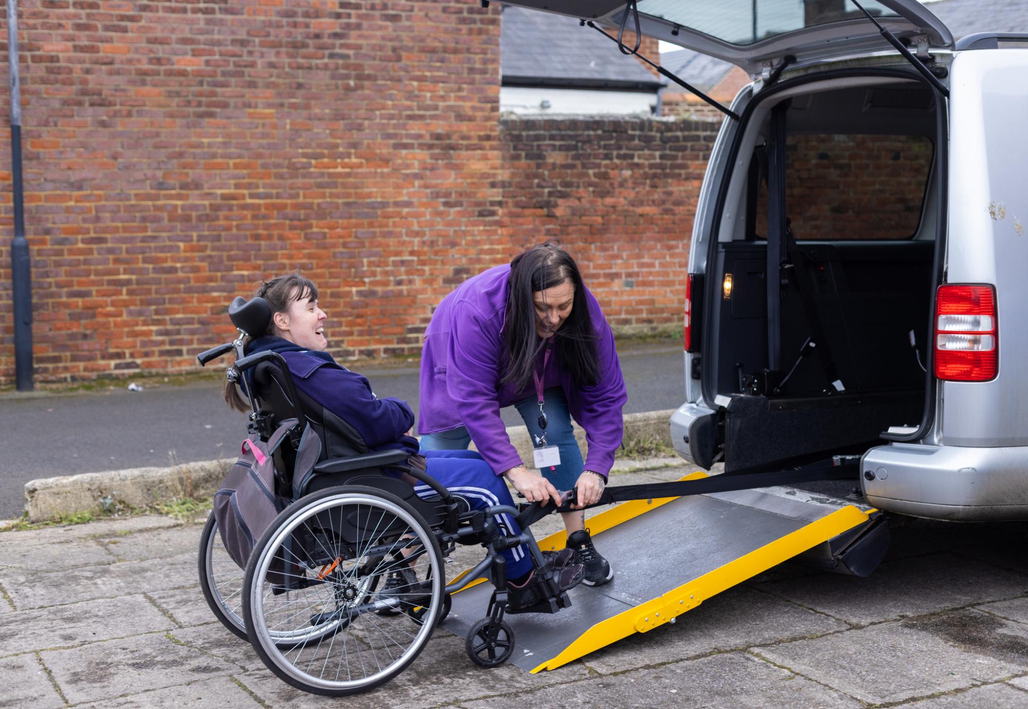 Disabled person with carer