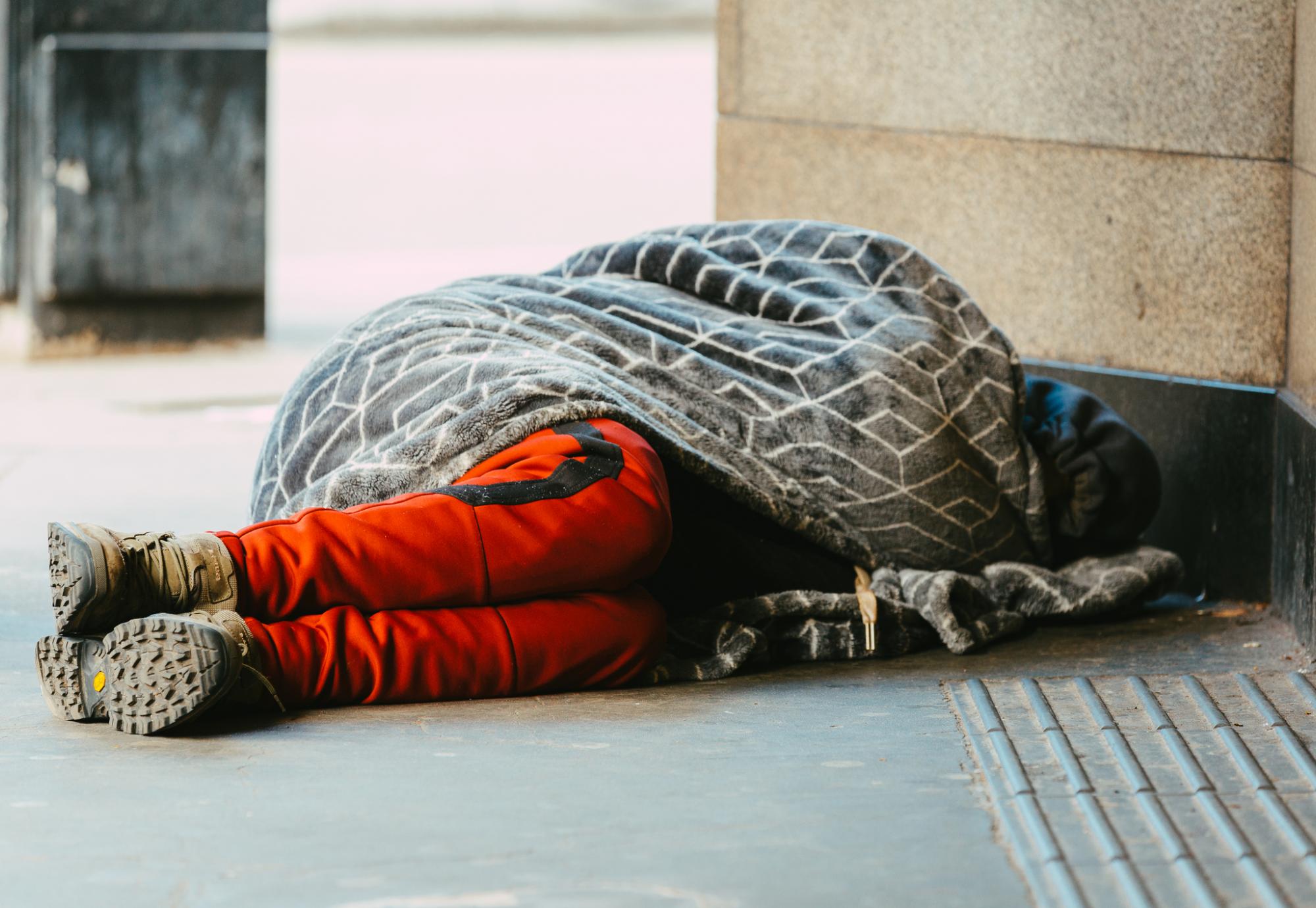 Homeless person sleeping rough