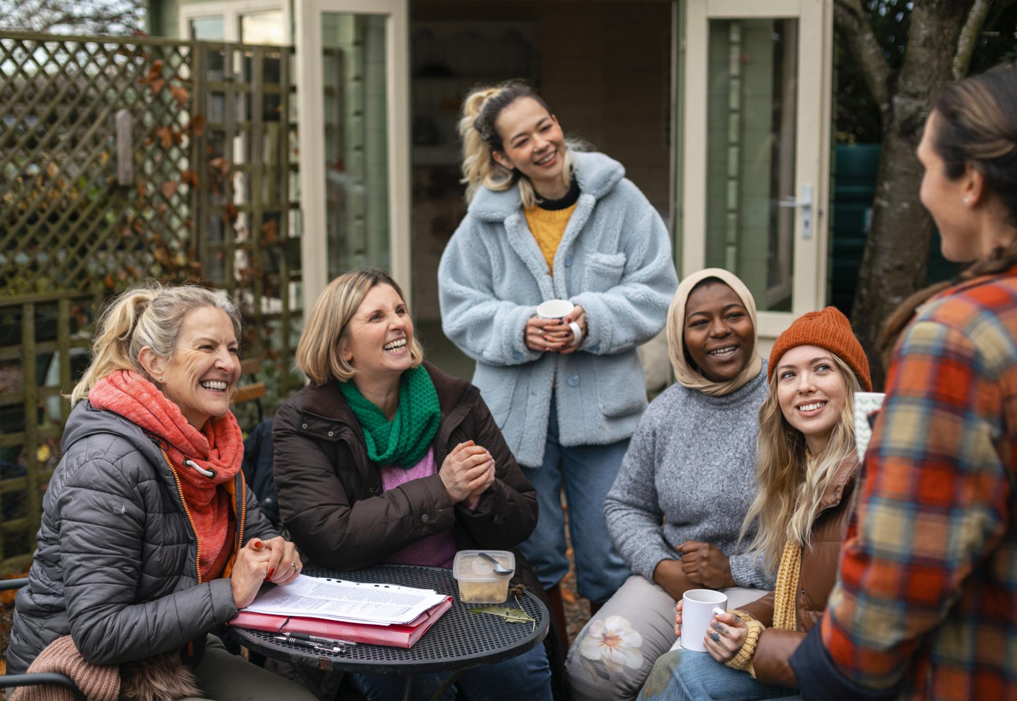 A group of women sitting together