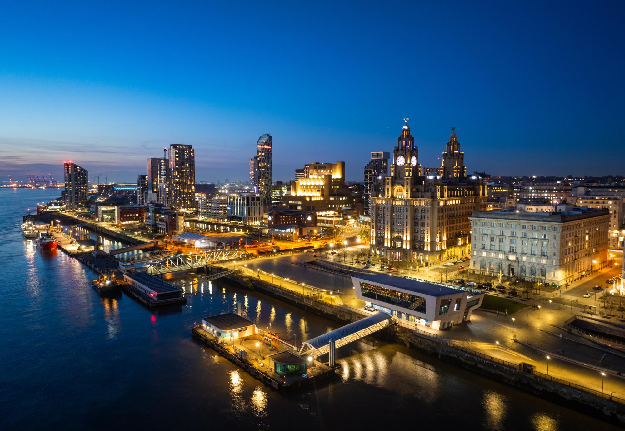 Liverpool skyline at night