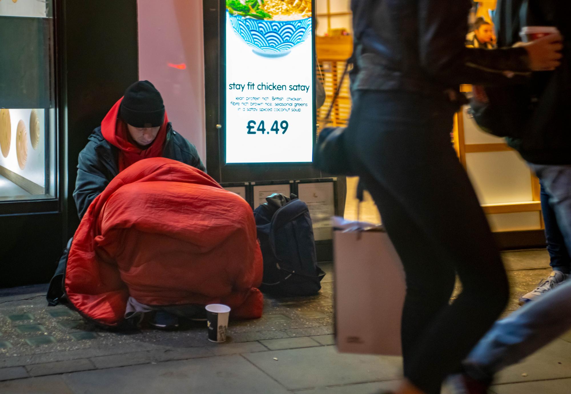 Man sleeping on the street in London
