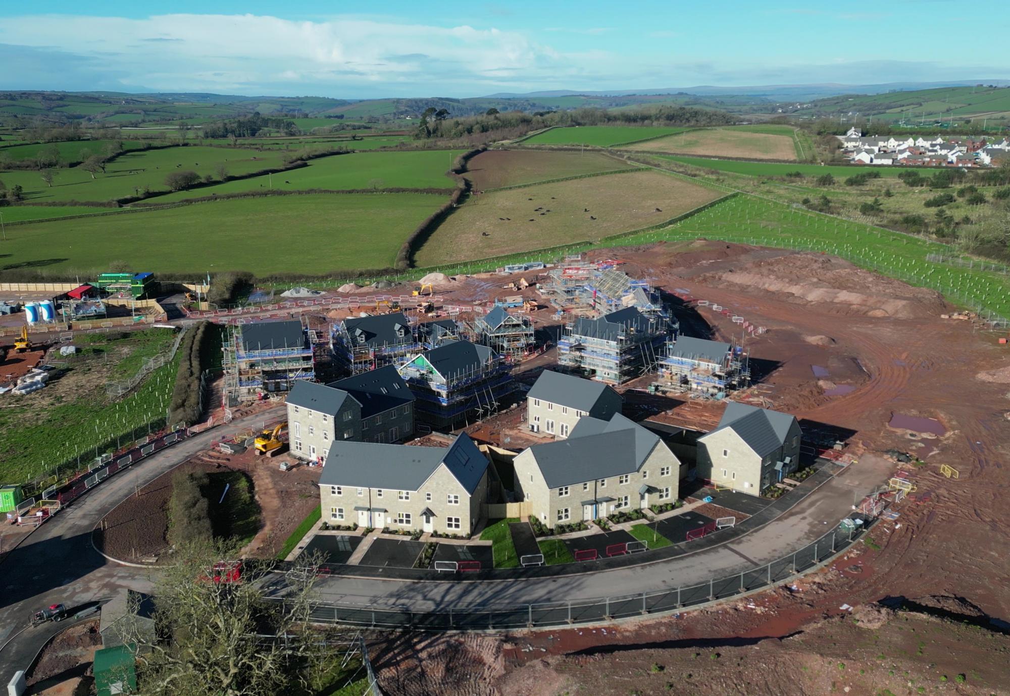 Houses being built in rural community