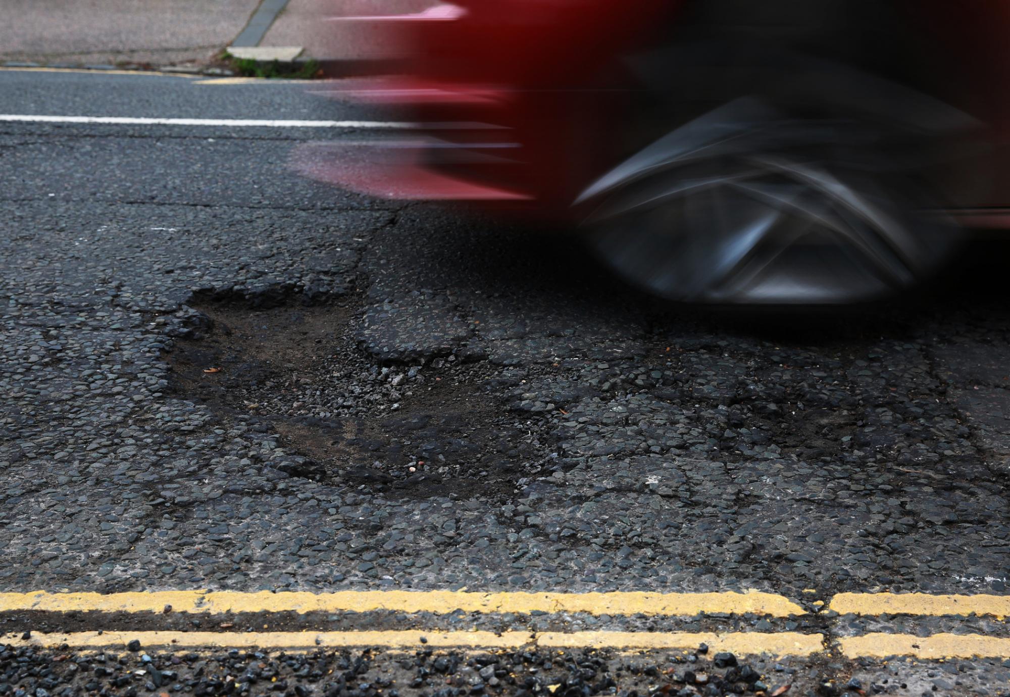 Pothole on road