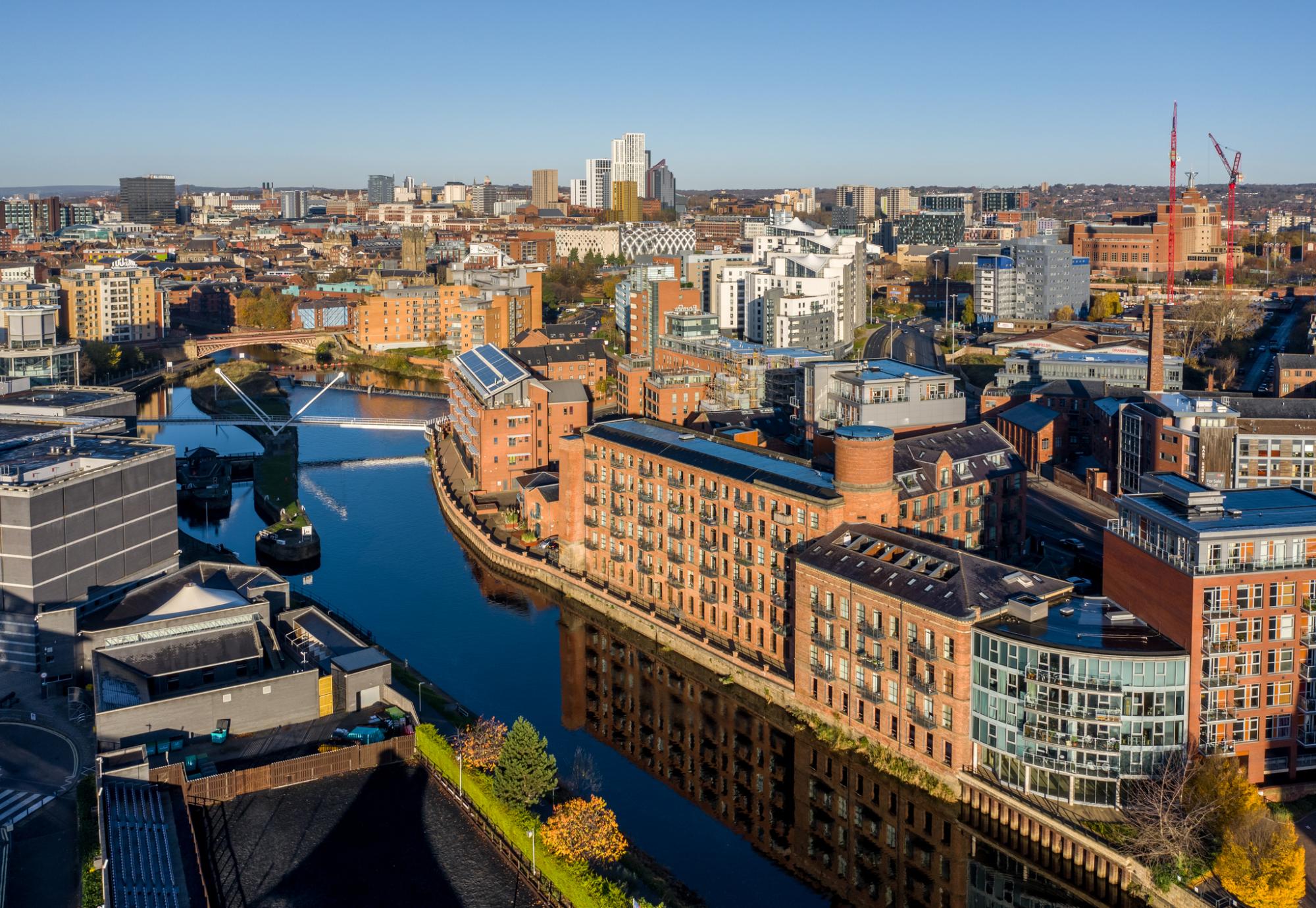 Leeds city centre on a sunny day