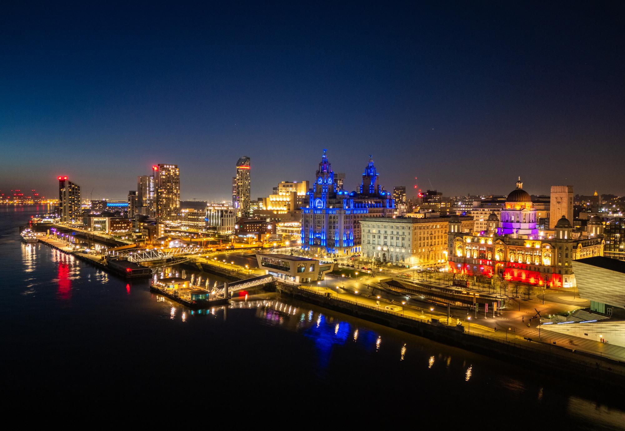 Liverpool skyline night