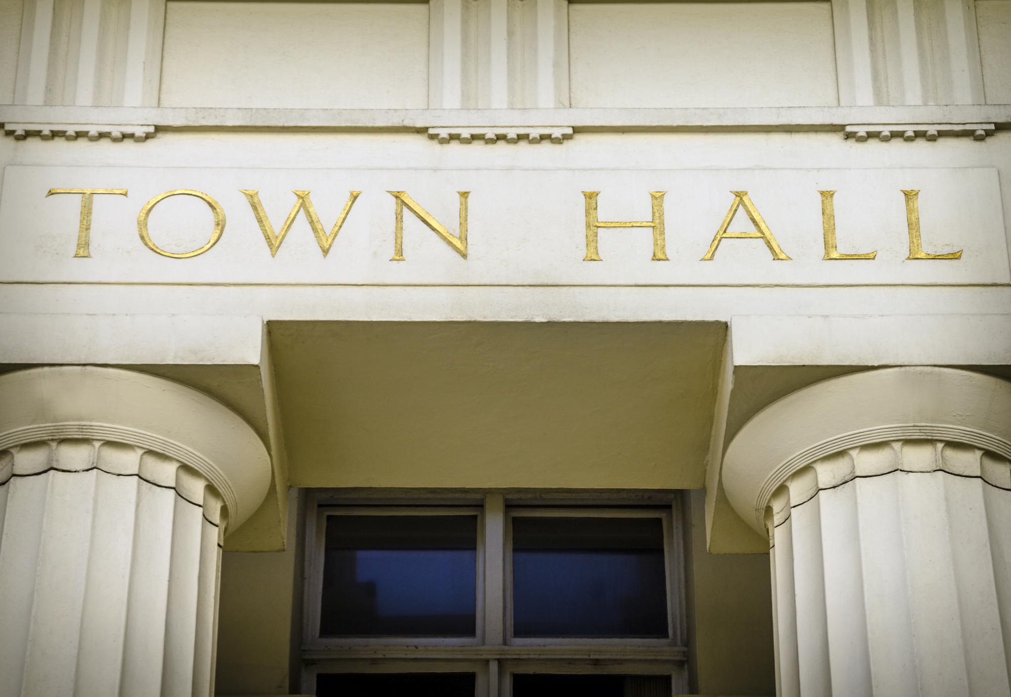 Town hall sign