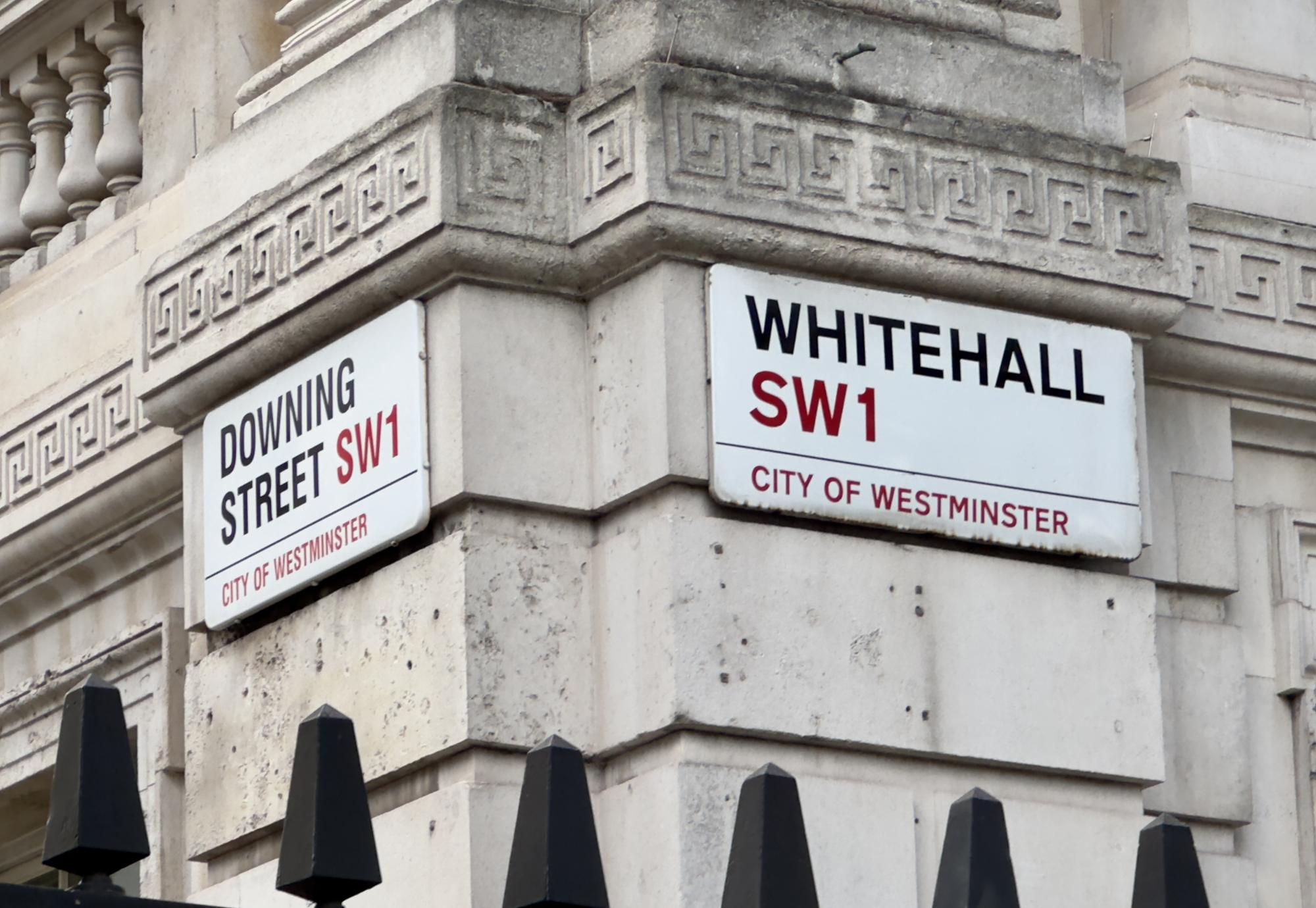 Downing Street and Whitehall sign