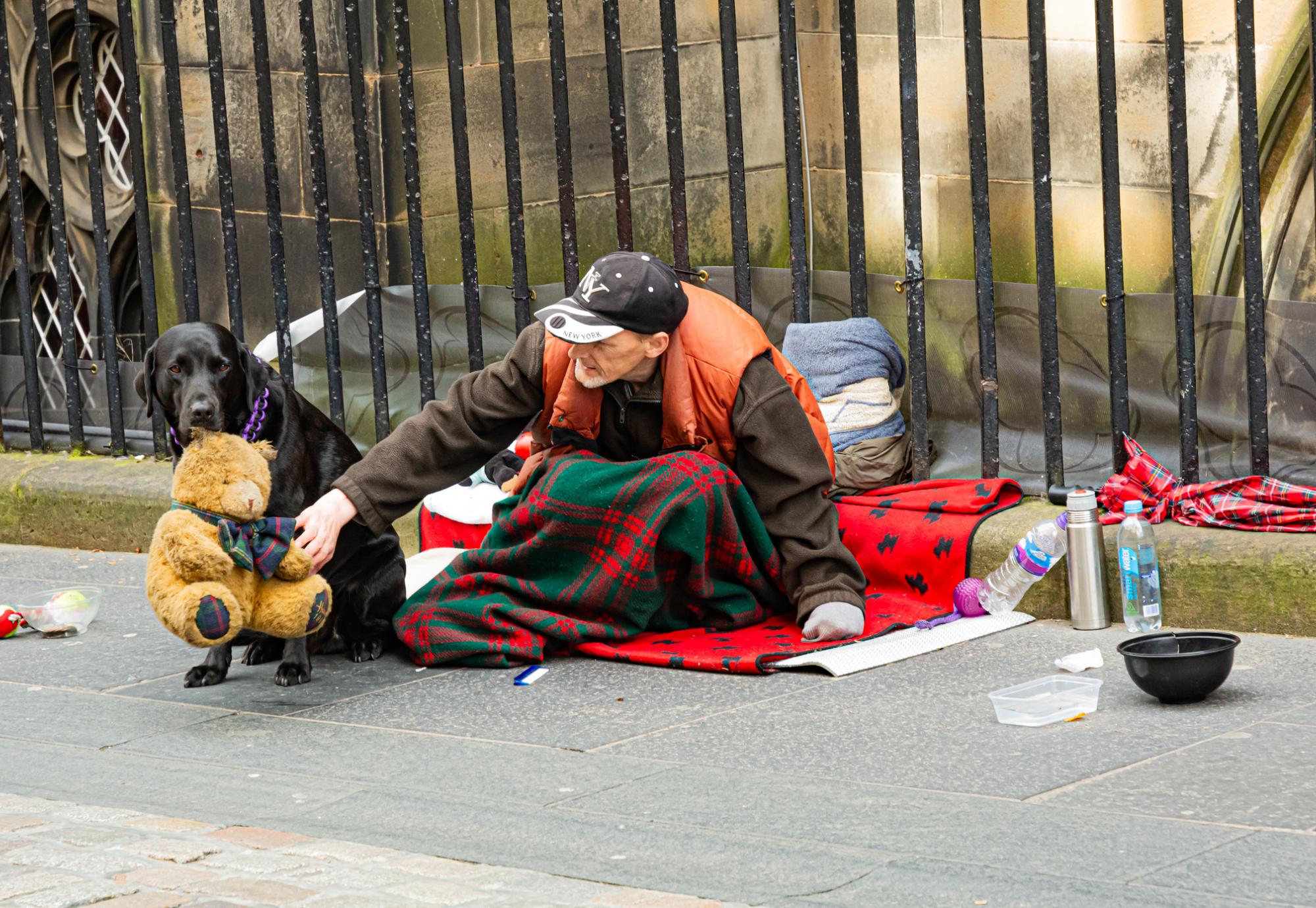 Homeless man in Edinburgh