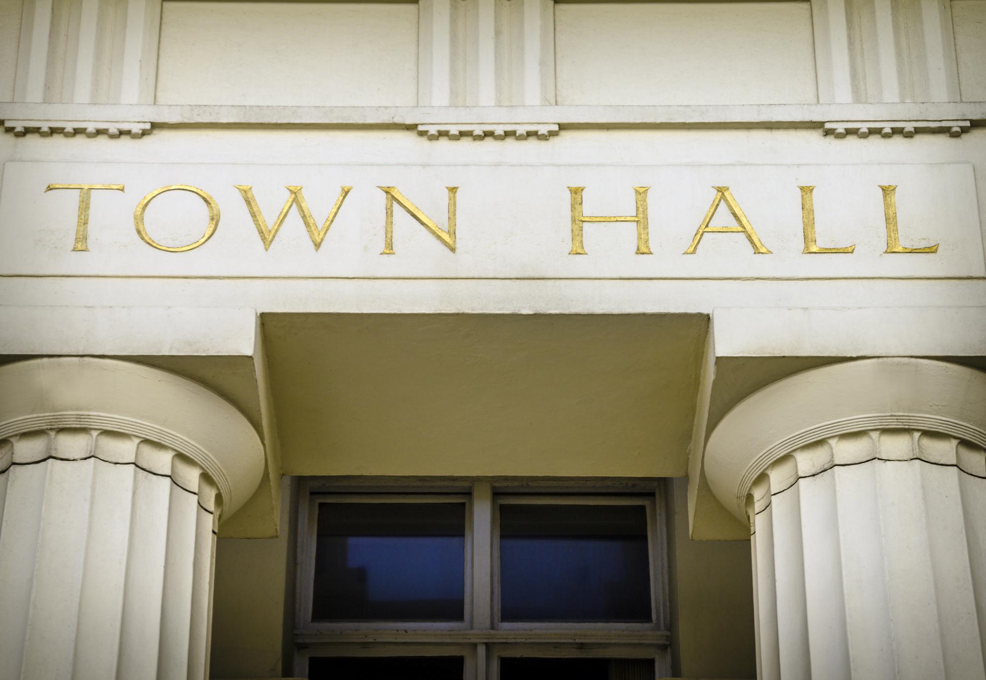 Town hall sign