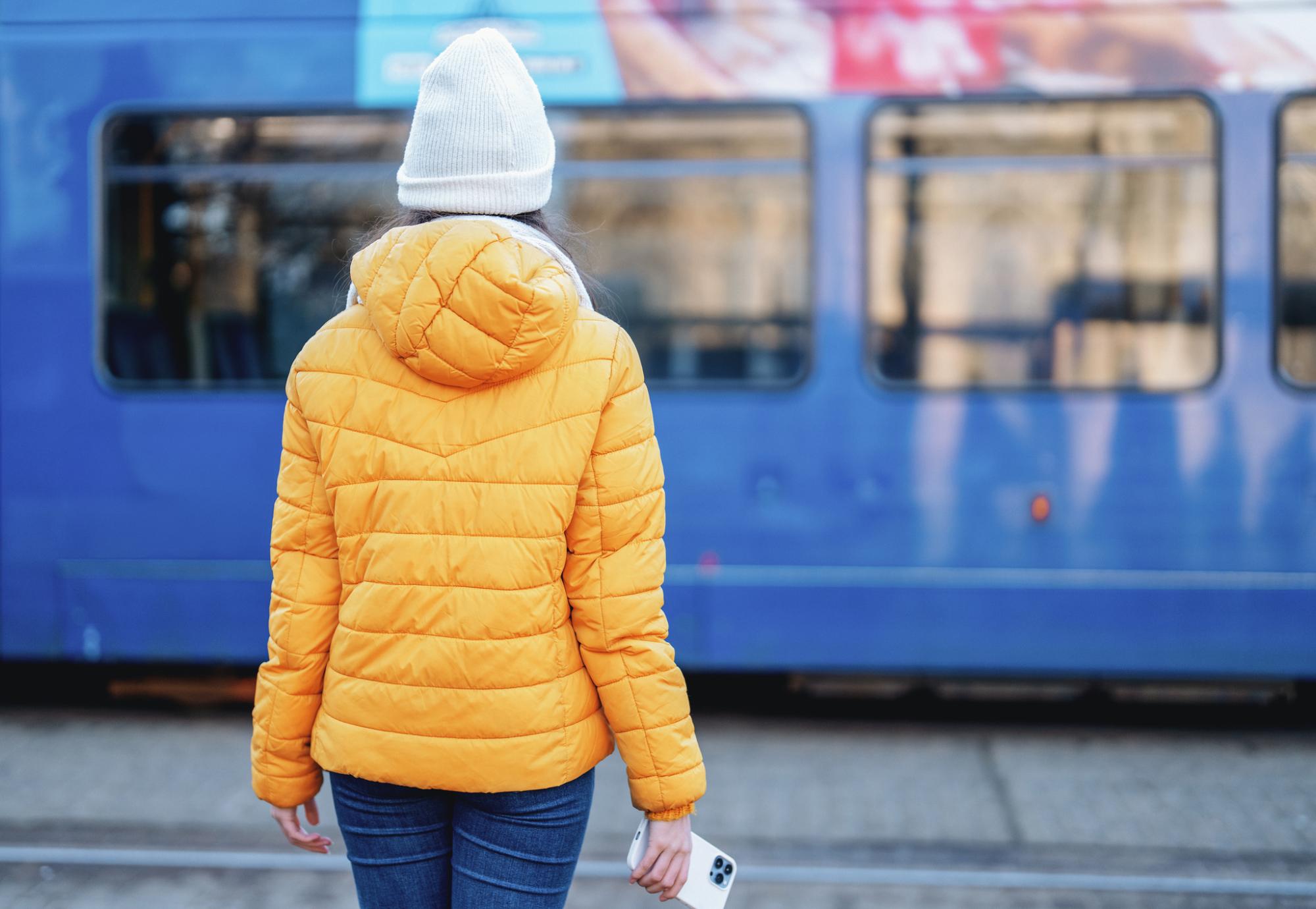 Woman waiting for a bus