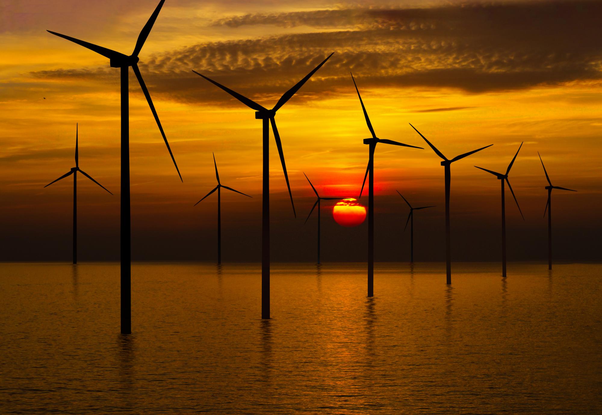 Offshore wind at dusk