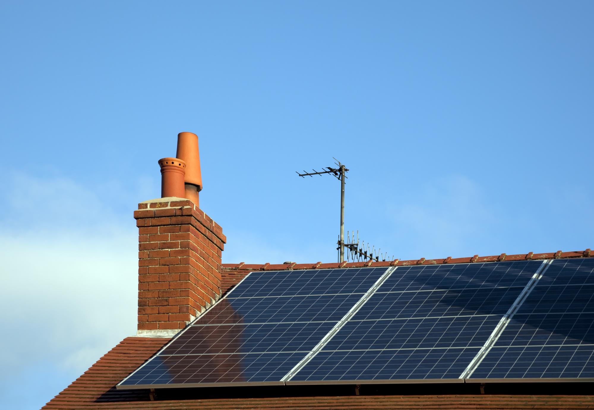 Solar panel on house roof