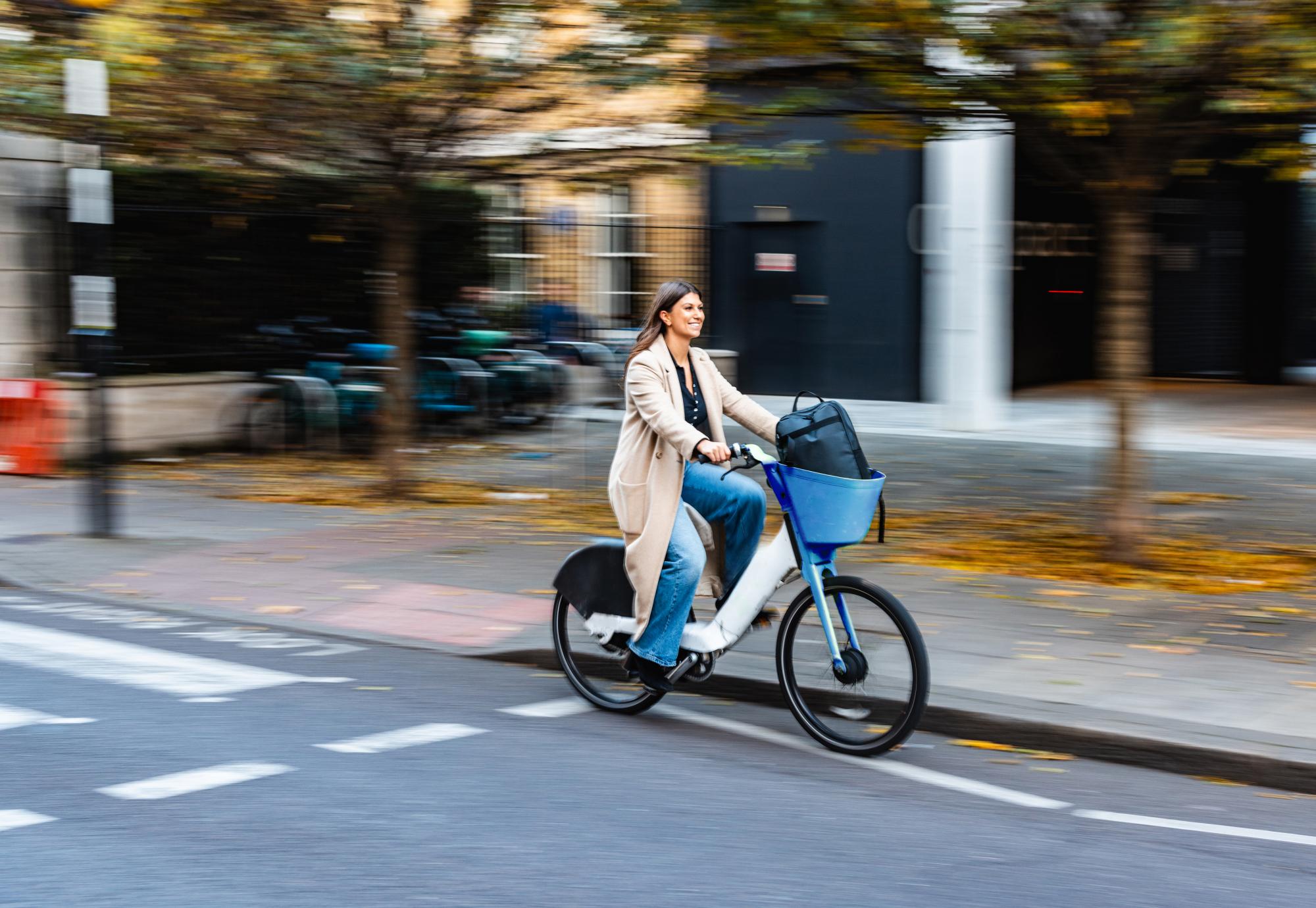 Woman commuting on an e-bike