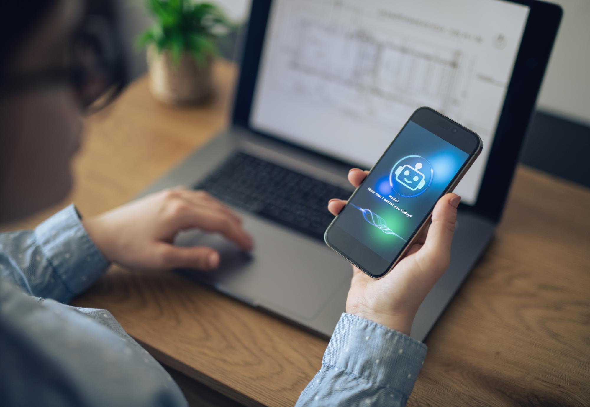 Young person using AI