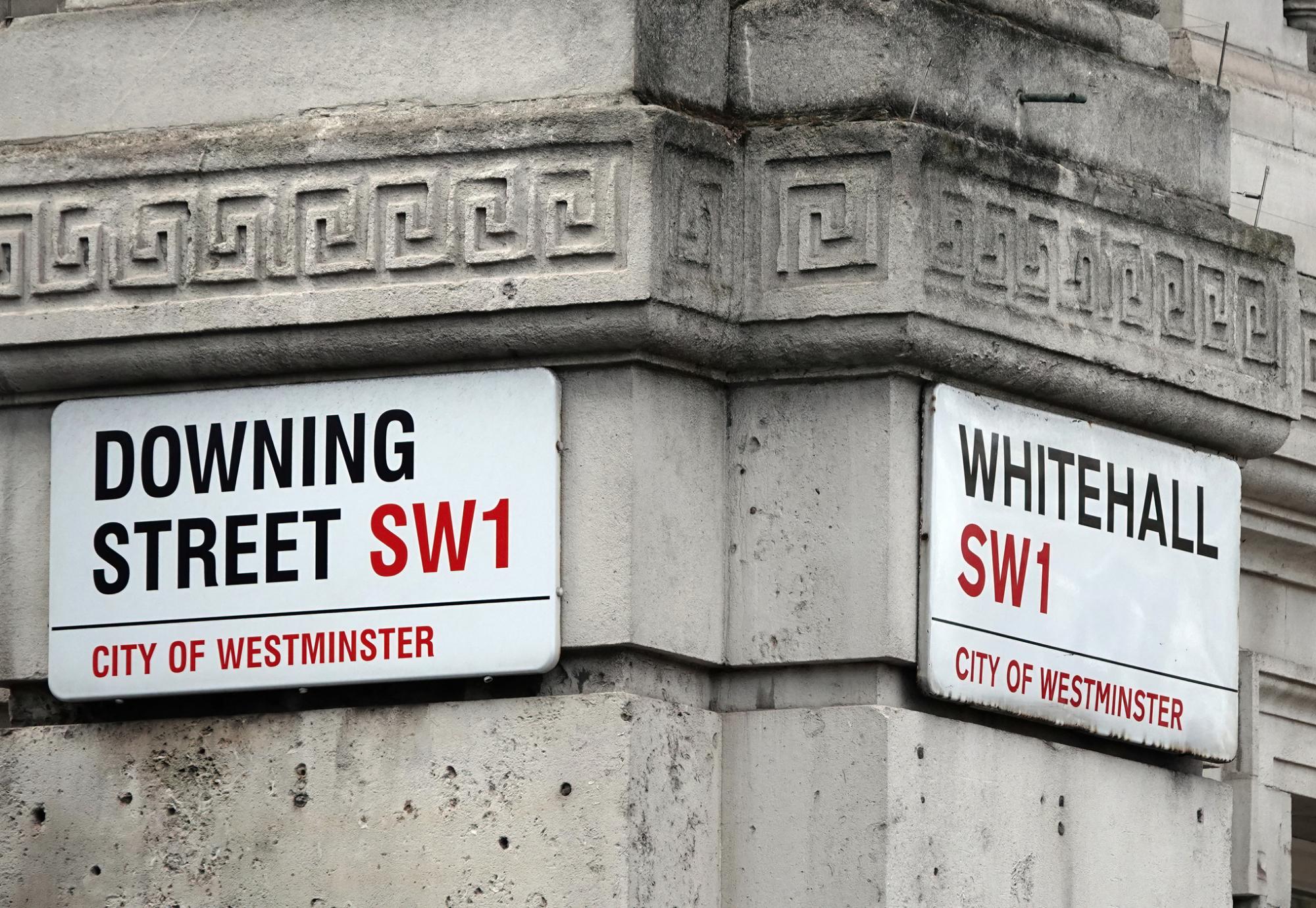 Downing Street and Whitehall sign