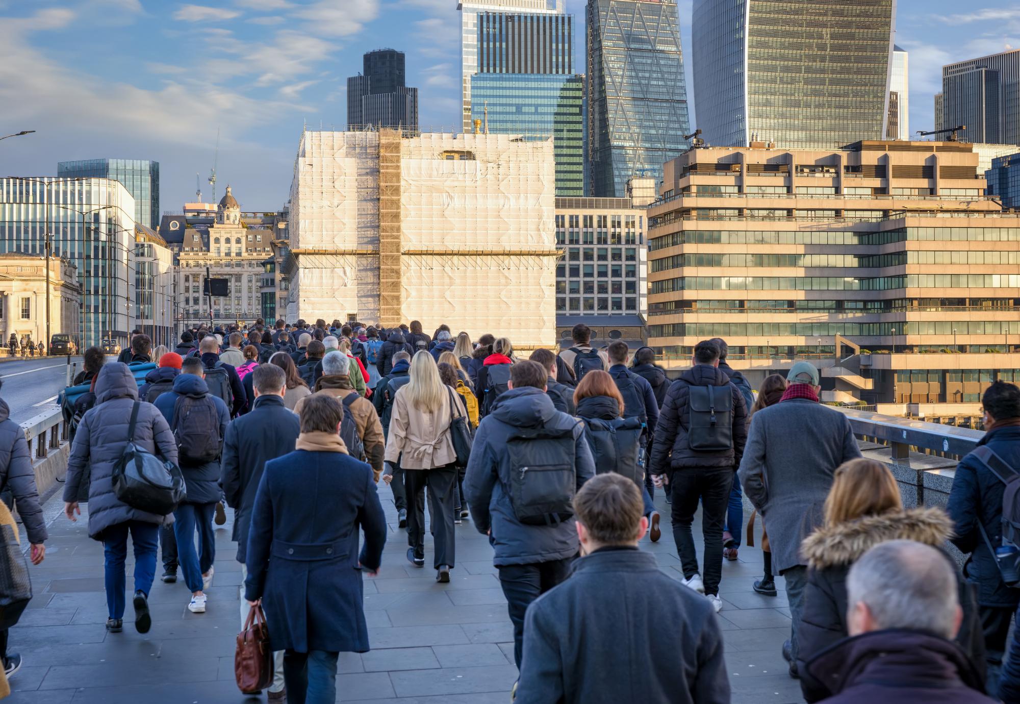 People travelling to work