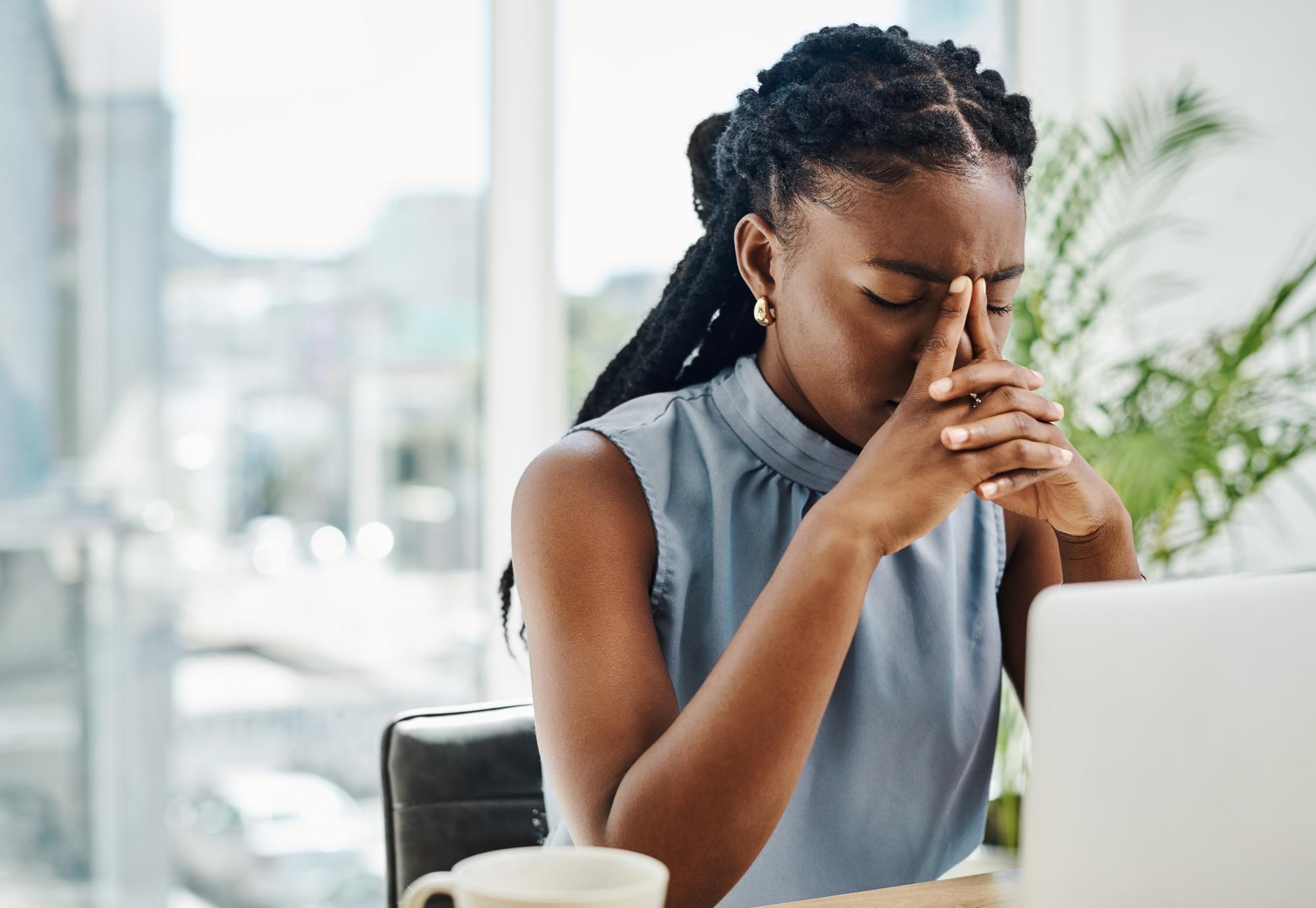 Woman upset at work