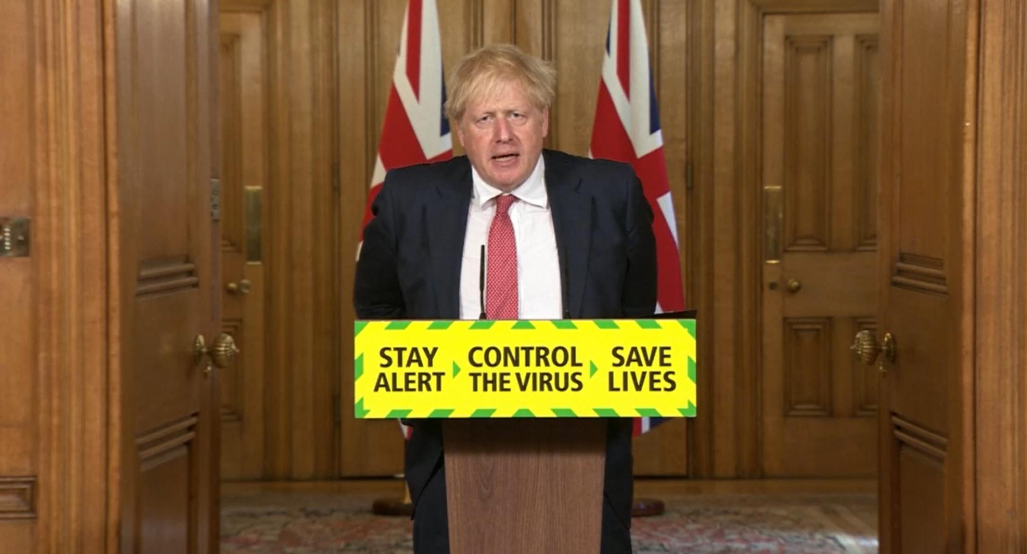 Boris Johnson addressing the public