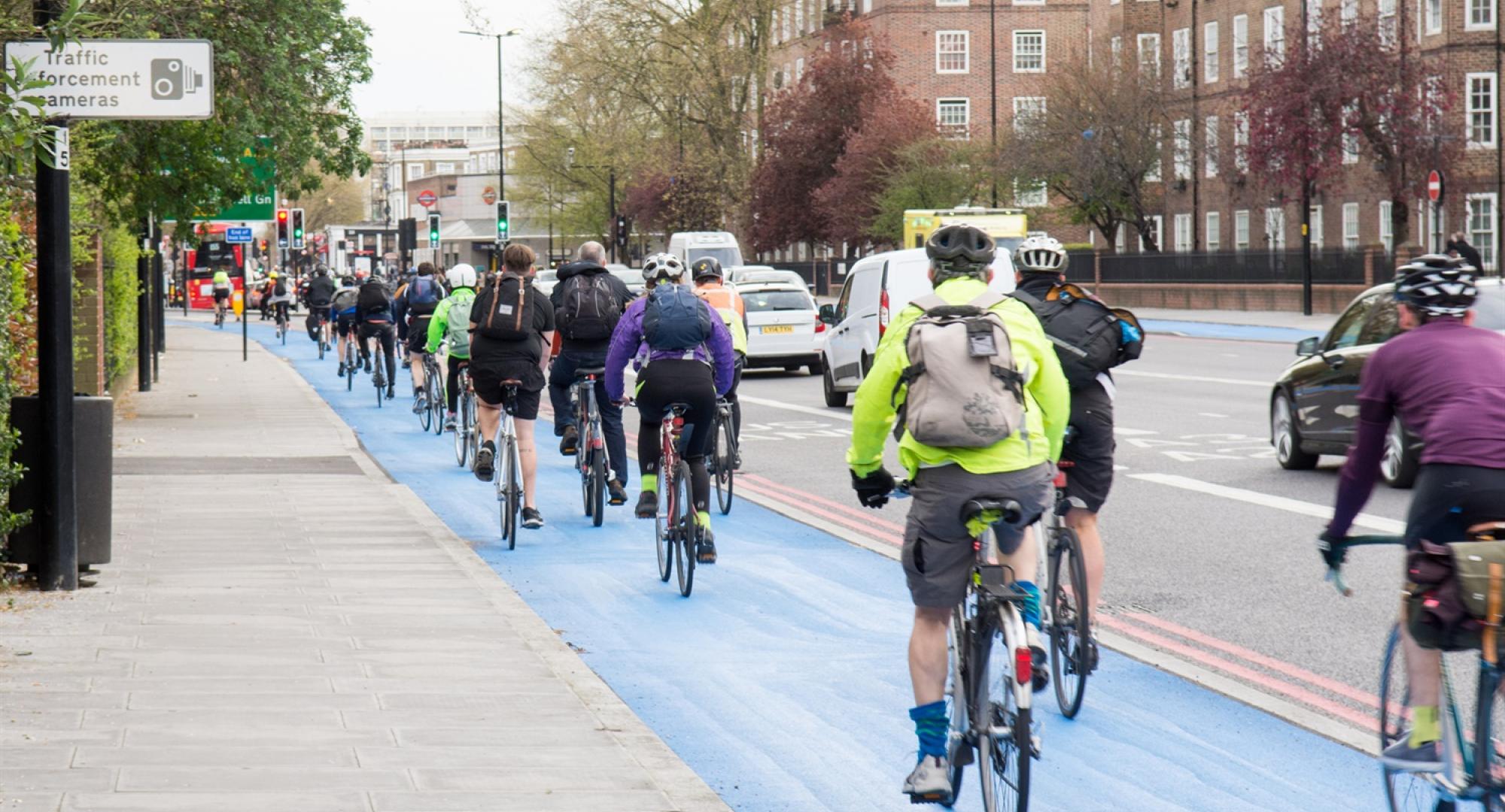 Cyclists in a cycle lane