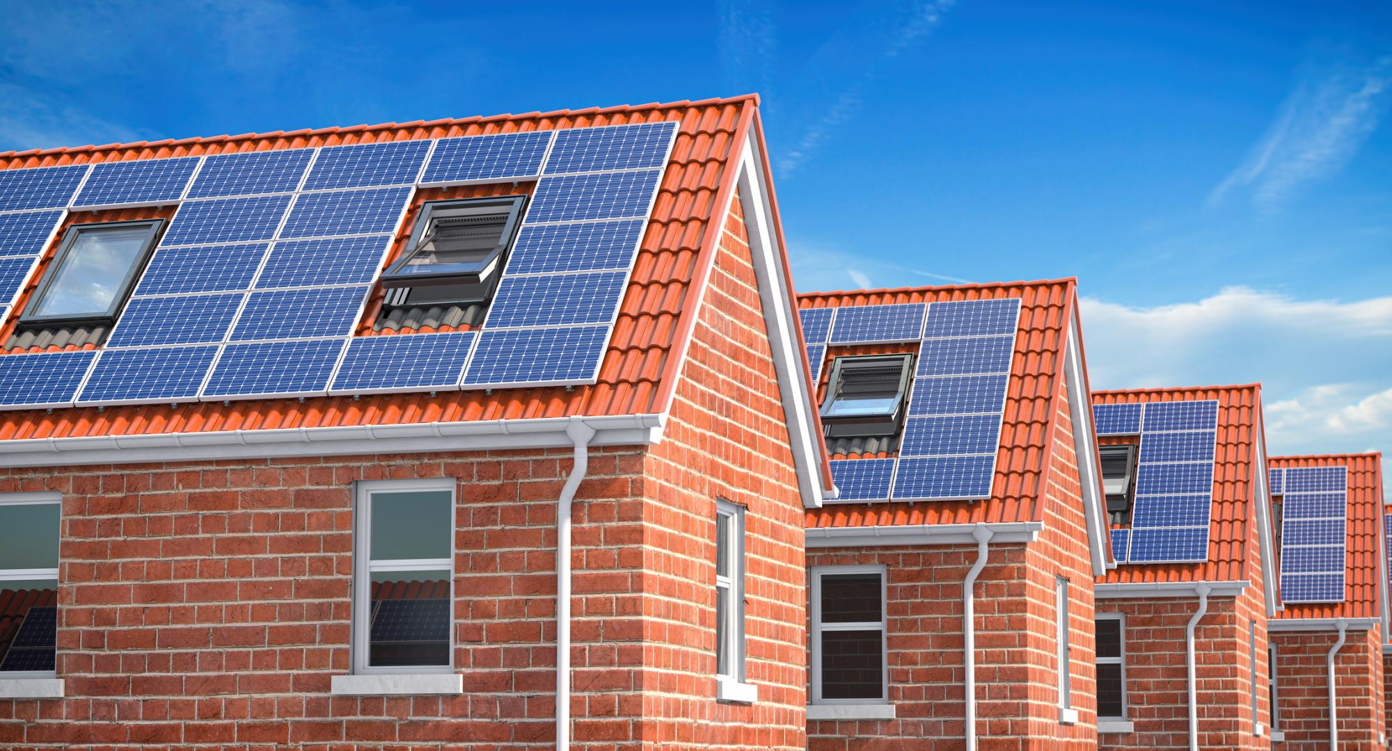 Solar panels on the top of the roof