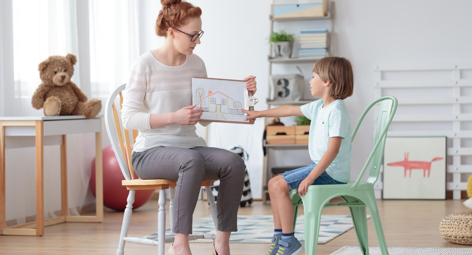 Counsellor discusses problems with child.