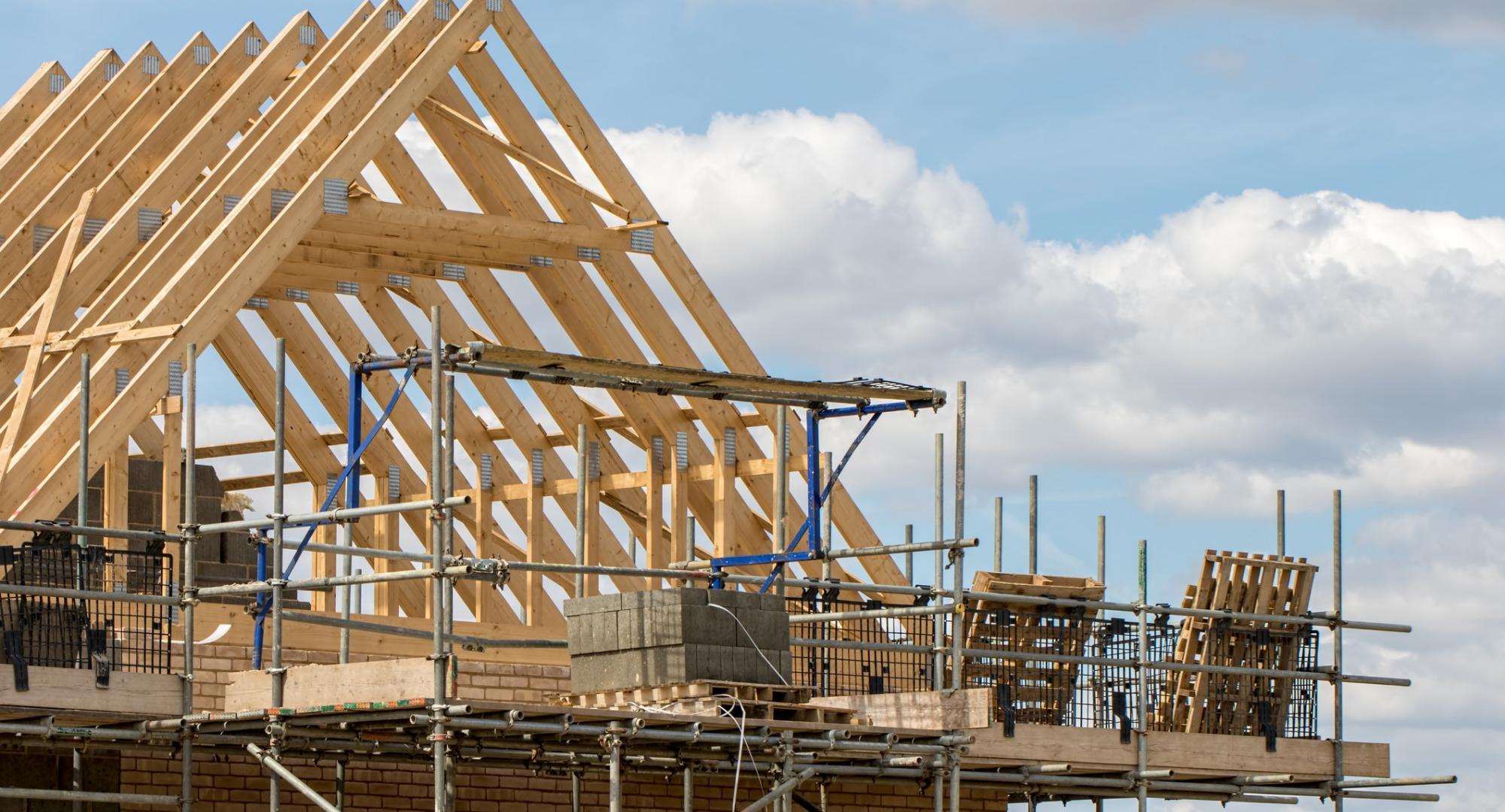 Houses being built on a construction site